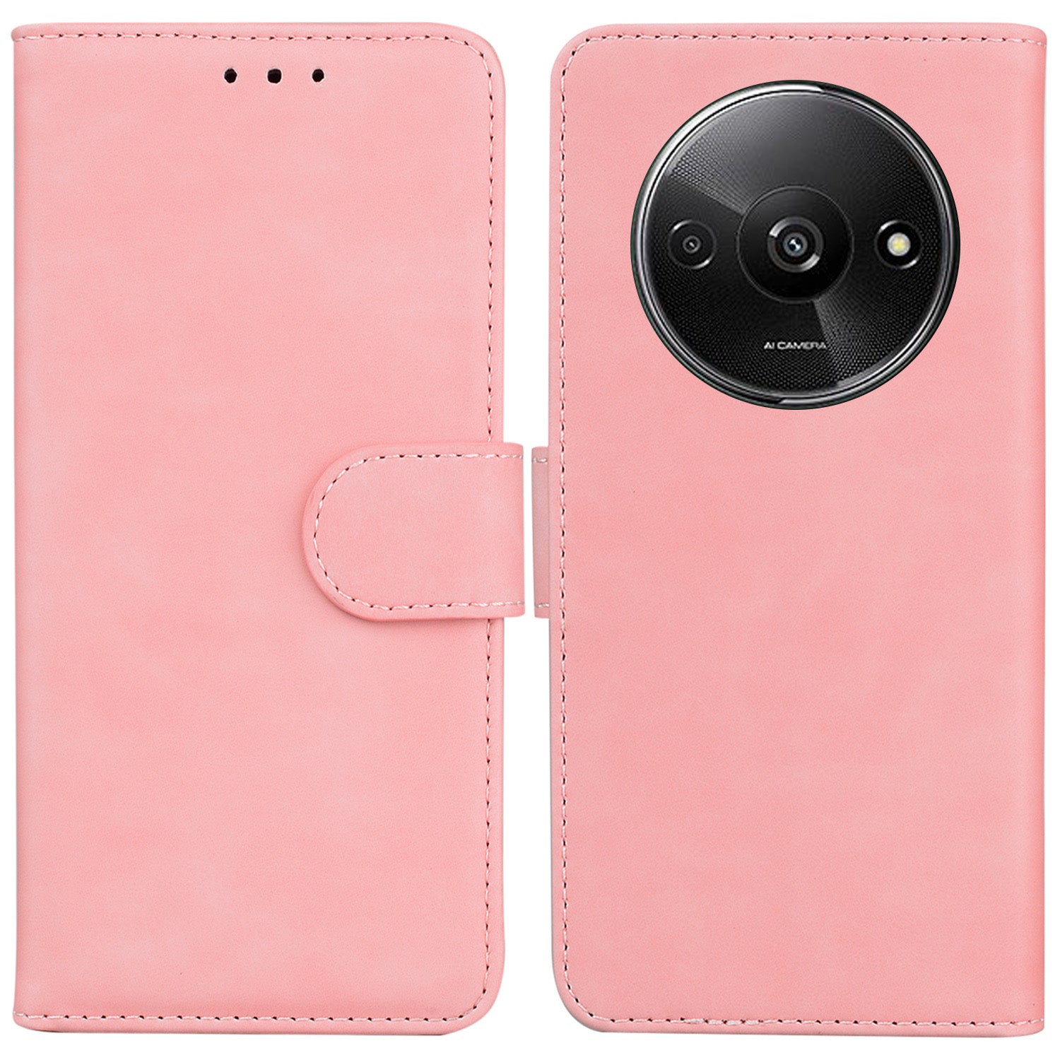 For Xiaomi Redmi A3 / Poco C61 4G Cell Phone Case PU Leather Drop-proof Cover Pure Color Phone Stand