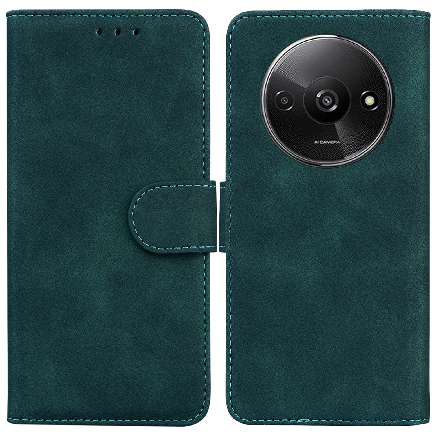 For Xiaomi Redmi A3 / Poco C61 4G Cell Phone Case PU Leather Drop-proof Cover Pure Color Phone Stand