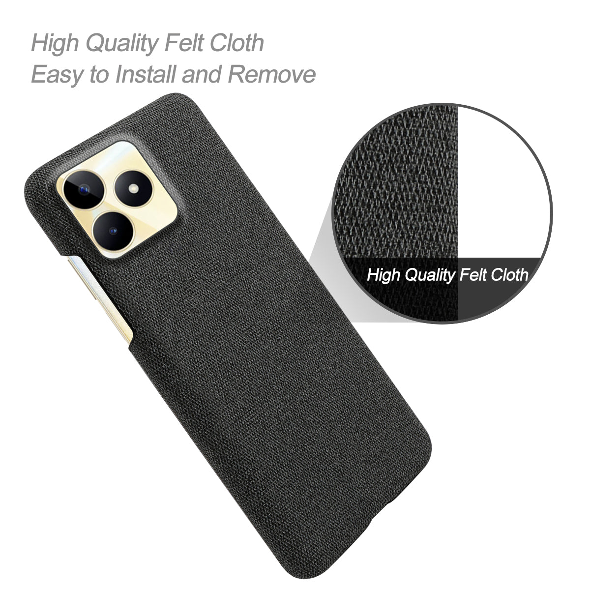 For Realme Narzo N53 4G Cell Phone Cases Shock-absorbing PC+Cloth Back Cover