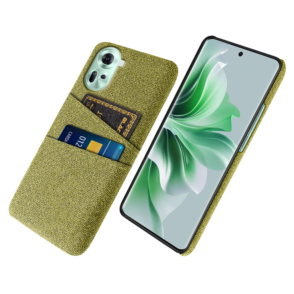 Back Cover for Oppo Reno11 5G (Global) Dual Card Holder Cloth Texture Hard PC Cell Phone Case