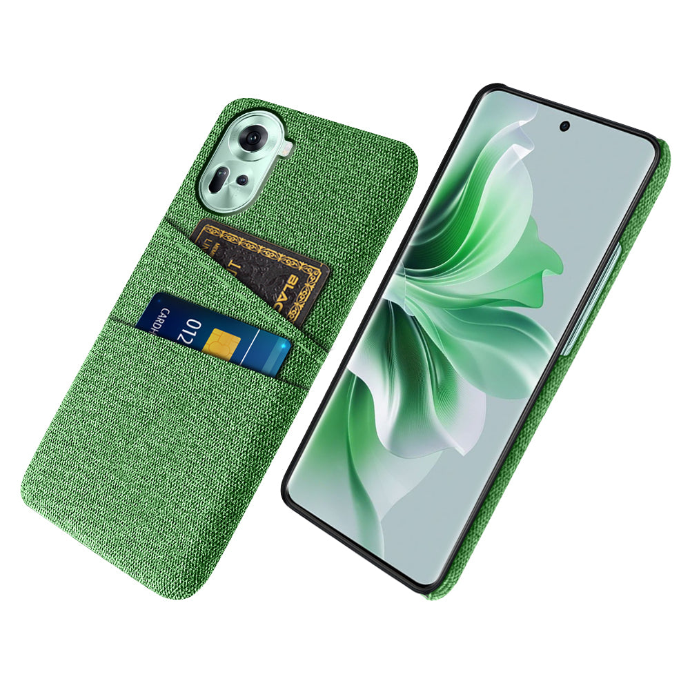 Back Cover for Oppo Reno11 5G (Global) Dual Card Holder Cloth Texture Hard PC Cell Phone Case