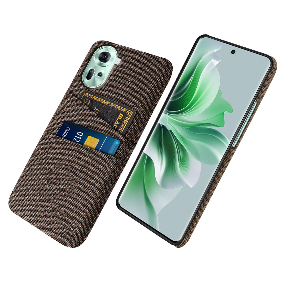Back Cover for Oppo Reno11 5G (Global) Dual Card Holder Cloth Texture Hard PC Cell Phone Case