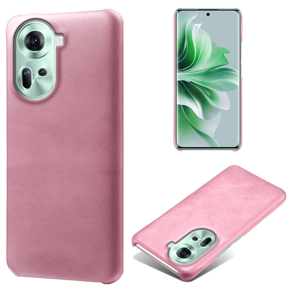 For Oppo Reno11 5G (Global) Shockproof Case Calf Texture Leather+PC Back Cover