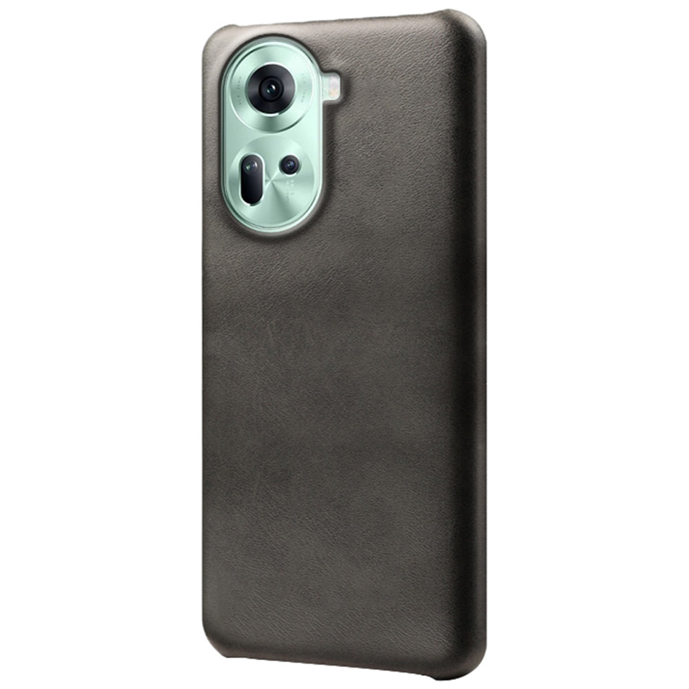 For Oppo Reno11 5G (Global) Shockproof Case Calf Texture Leather+PC Back Cover