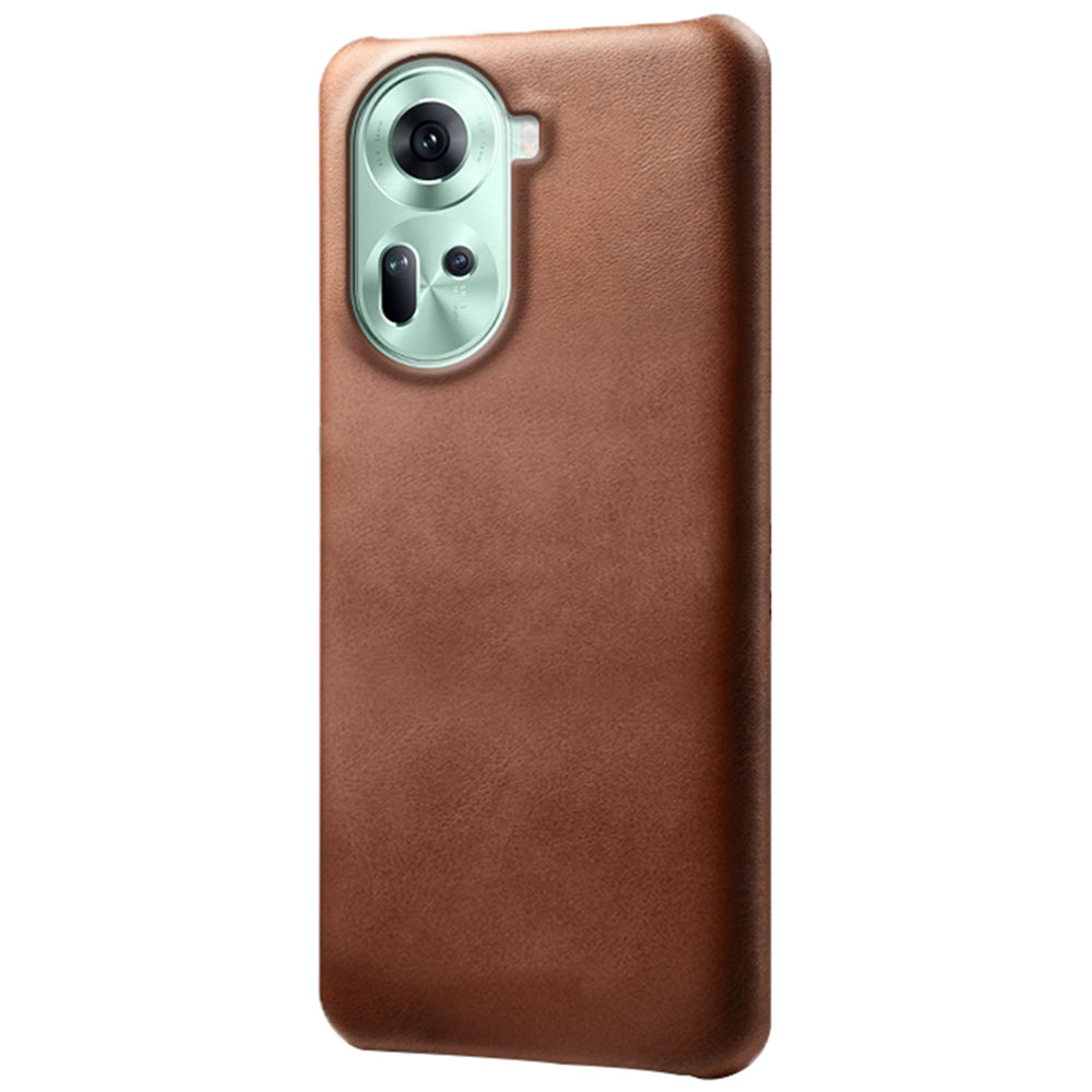 For Oppo Reno11 5G (Global) Shockproof Case Calf Texture Leather+PC Back Cover