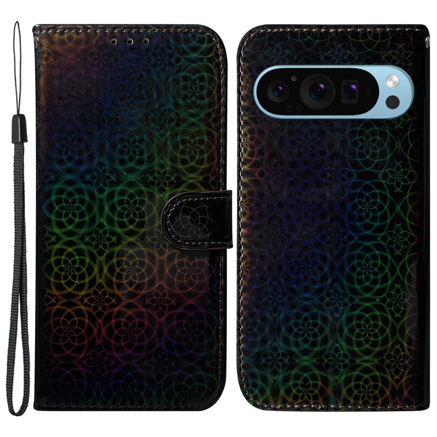 For Google Pixel 9 Pro Phone Protector Anti-scratch Dazzling Flower Pattern Phone Case
