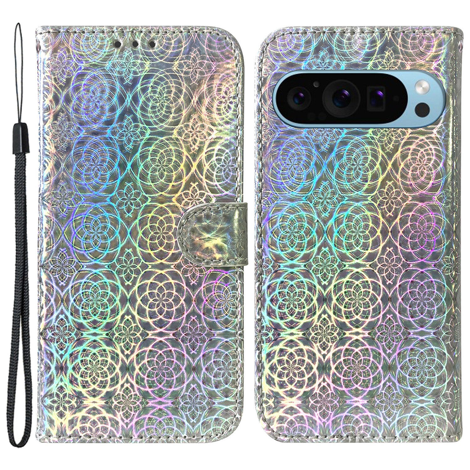 For Google Pixel 9 Pro Phone Protector Anti-scratch Dazzling Flower Pattern Phone Case