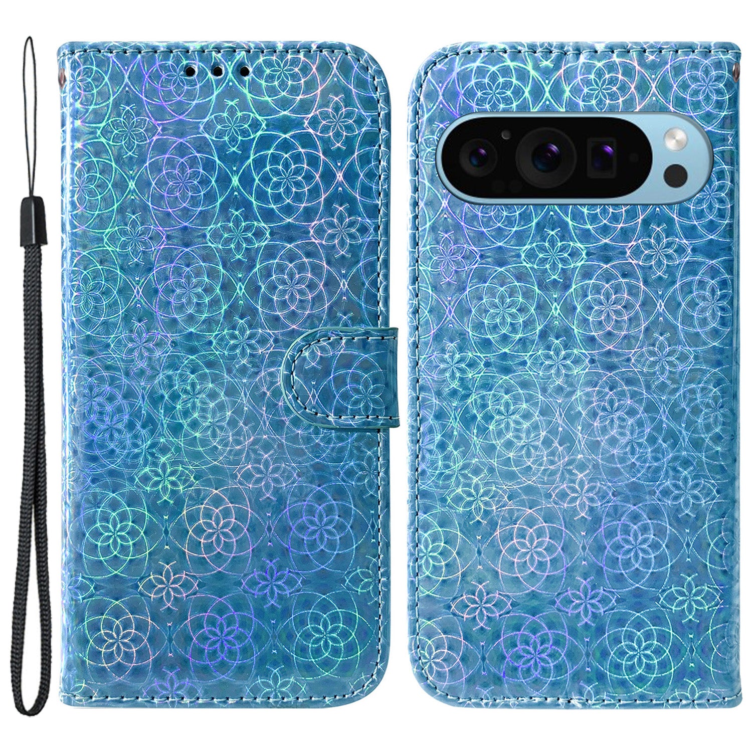 For Google Pixel 9 Pro Phone Protector Anti-scratch Dazzling Flower Pattern Phone Case