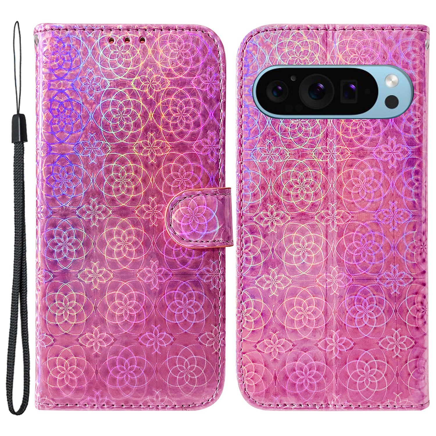 For Google Pixel 9 Pro Phone Protector Anti-scratch Dazzling Flower Pattern Phone Case
