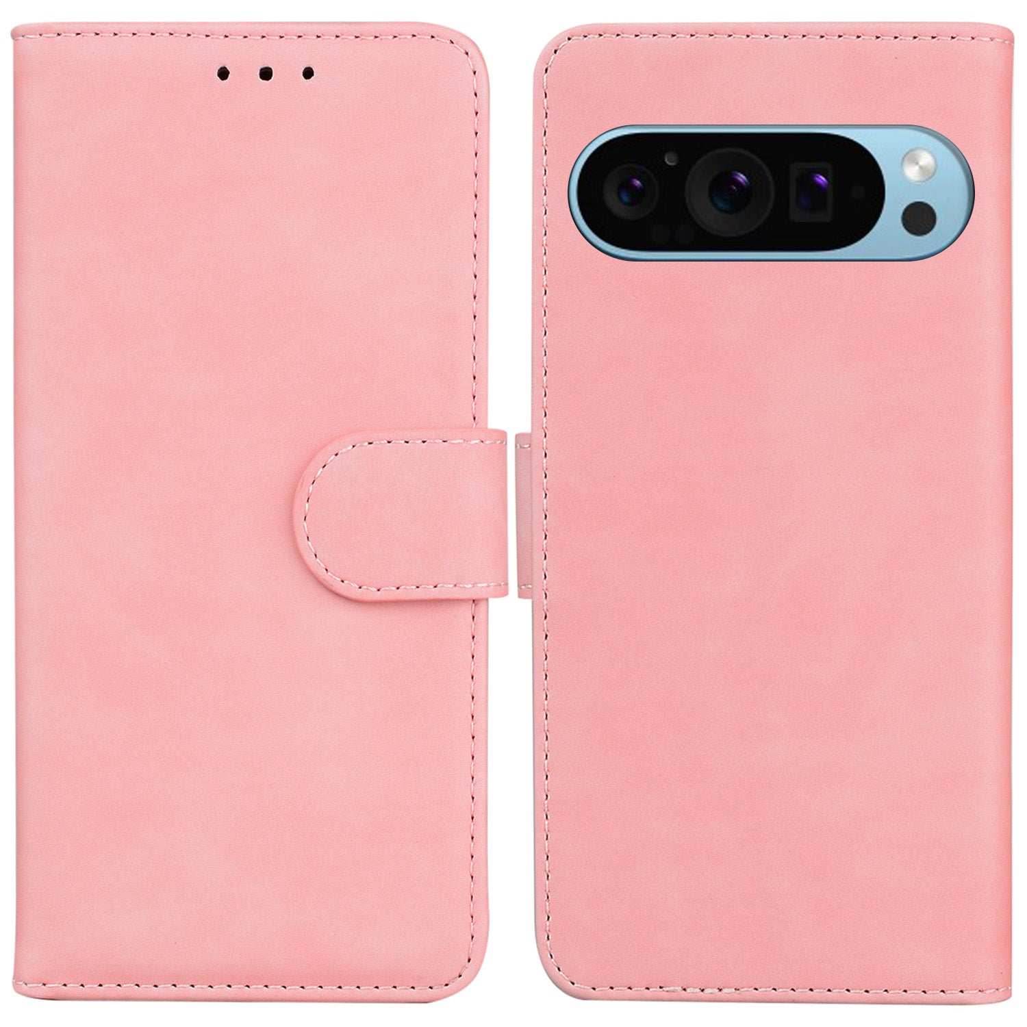For Google Pixel 9 Pro Cover PU Leather Case Pure Color Wallet Cover Protective Phone Stand