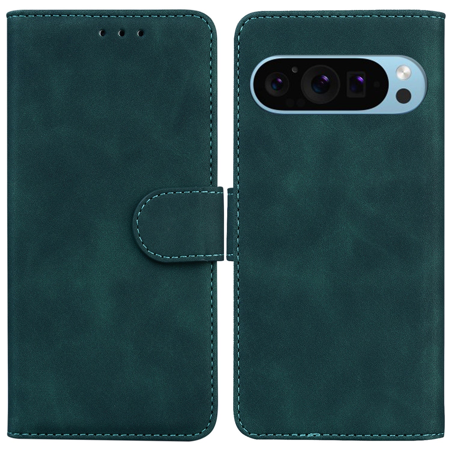 For Google Pixel 9 Pro Cover PU Leather Case Pure Color Wallet Cover Protective Phone Stand