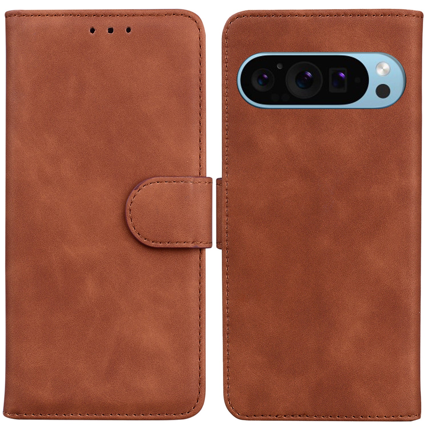 For Google Pixel 9 Pro Cover PU Leather Case Pure Color Wallet Cover Protective Phone Stand