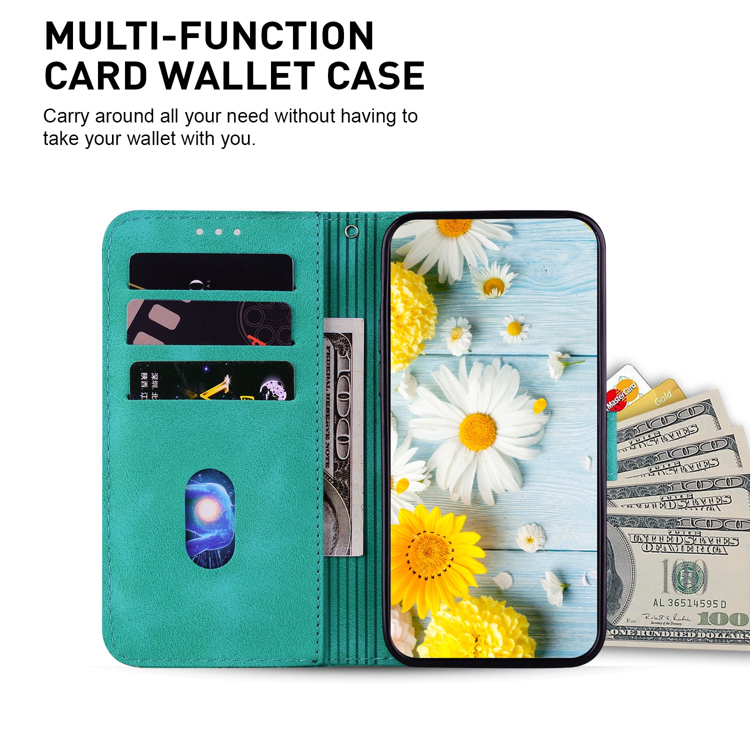 For Google Pixel 9 Pro Cell Phone Case Leather Wallet Lily Flower Imprint Anti-drop Cover