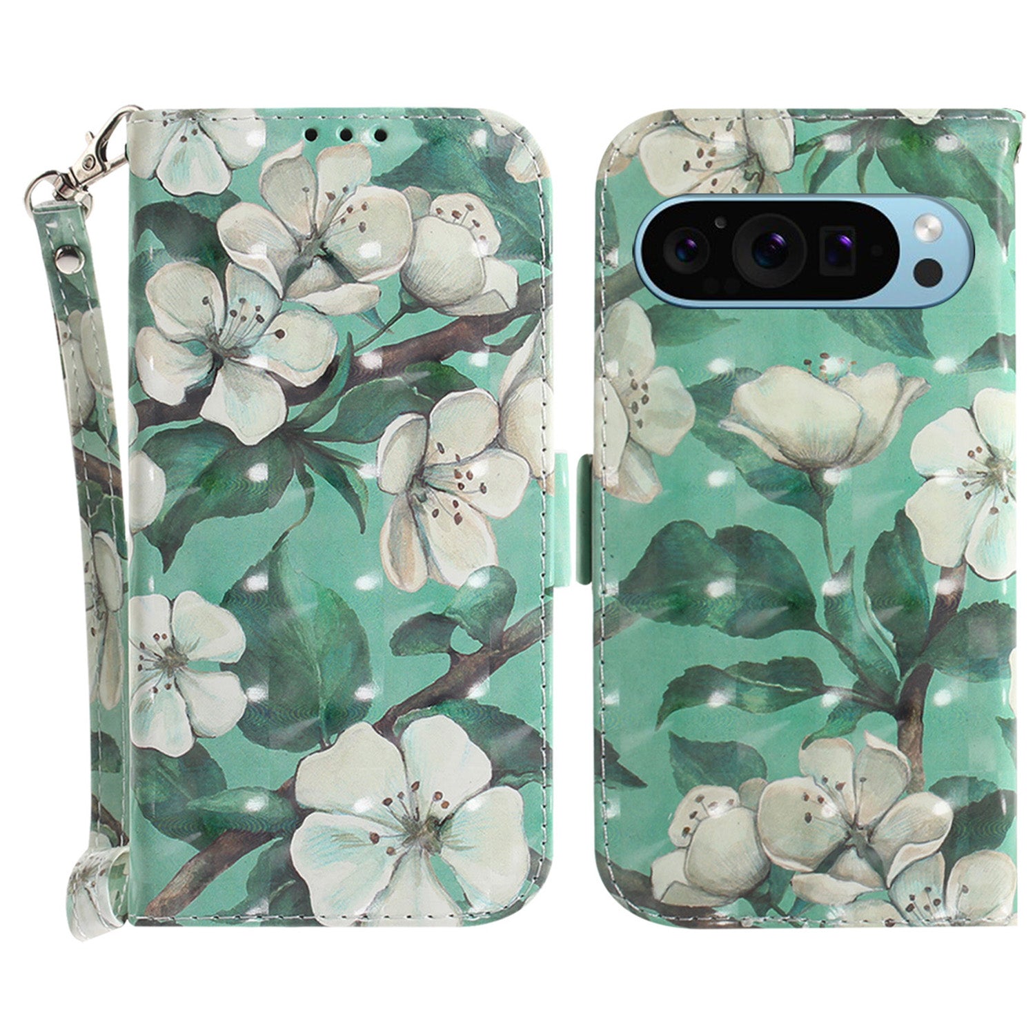 For Google Pixel 9 Pro Phone Case Pattern Printing Leather Flip Cover with Strap
