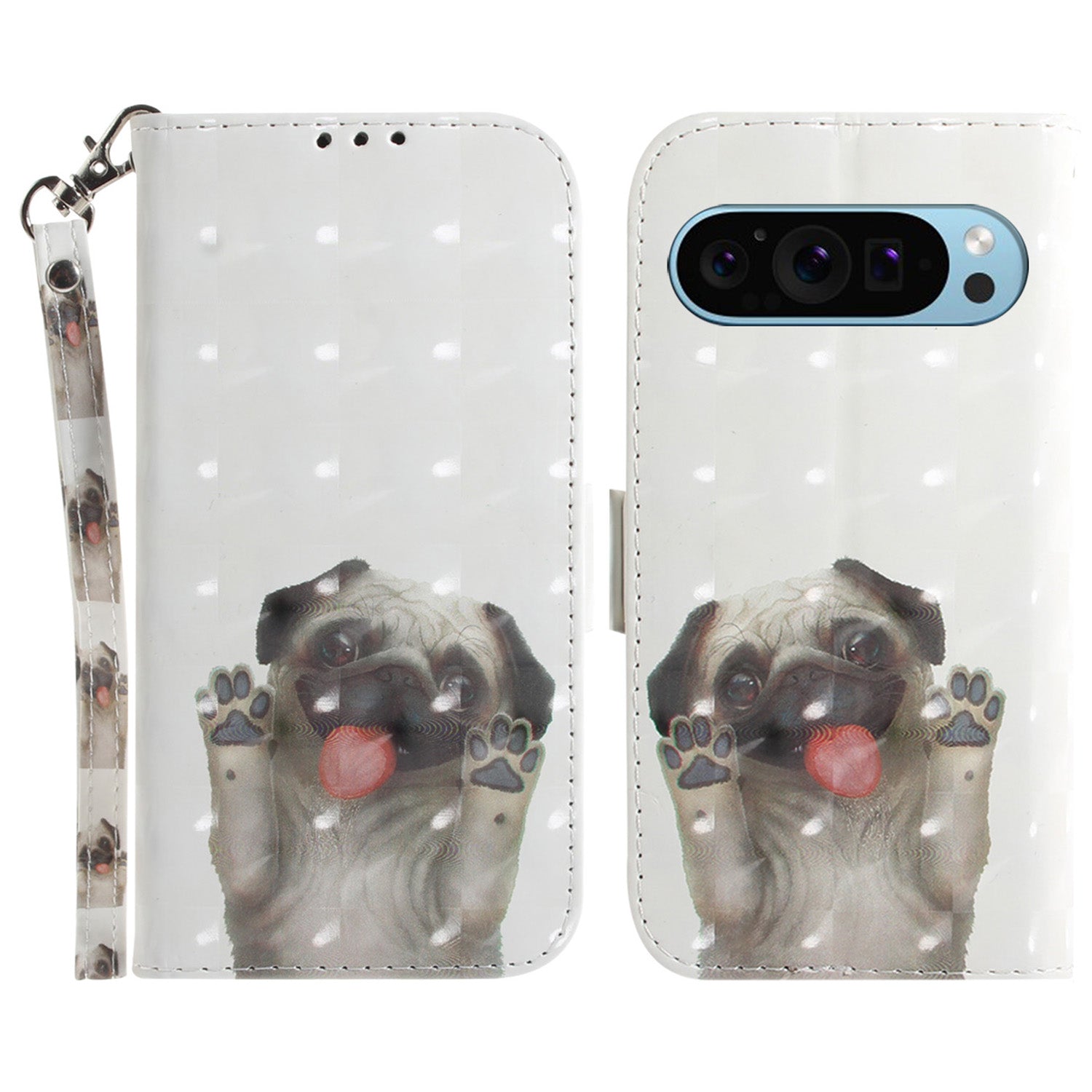 For Google Pixel 9 Pro Phone Case Pattern Printing Leather Flip Cover with Strap