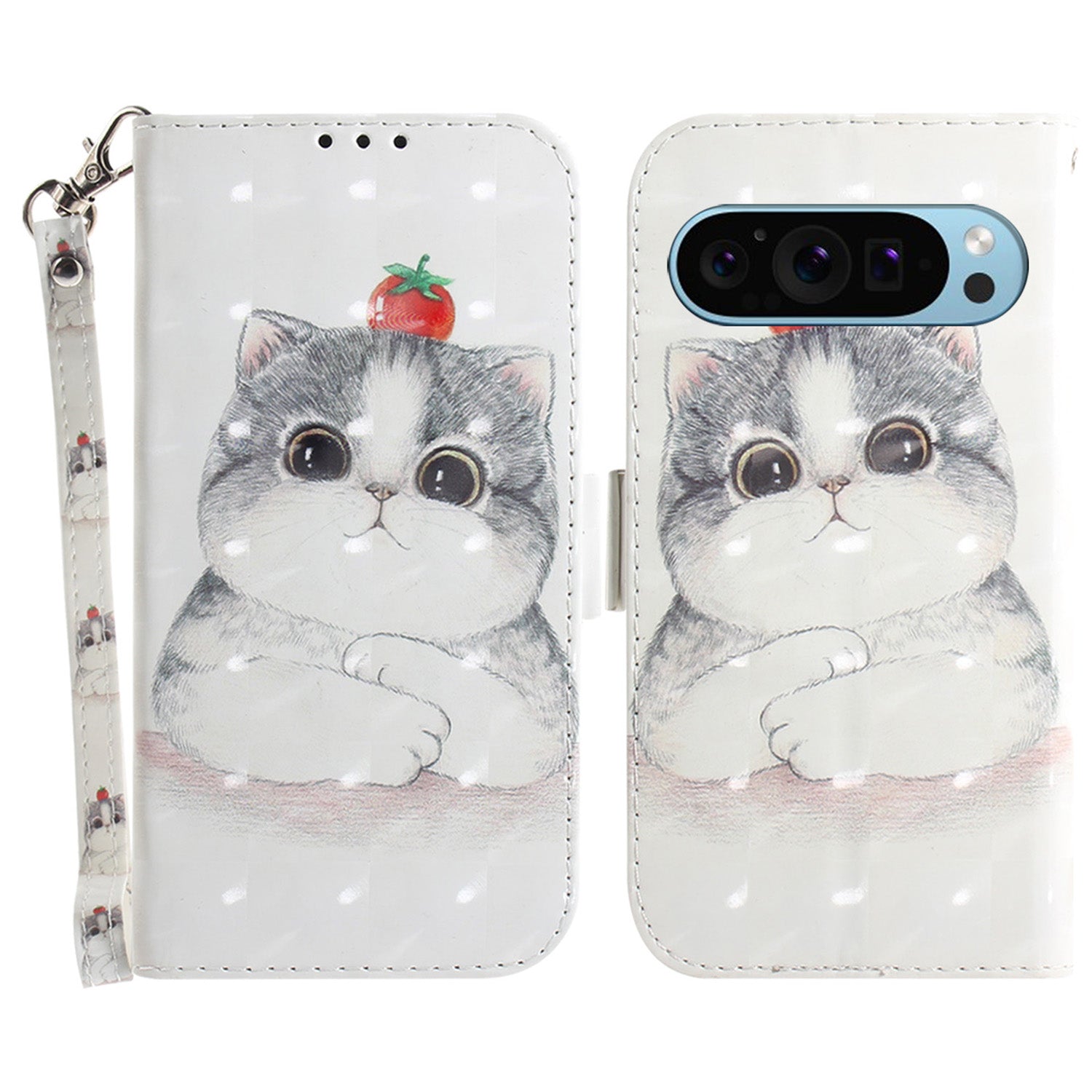 For Google Pixel 9 Pro Phone Case Pattern Printing Leather Flip Cover with Strap