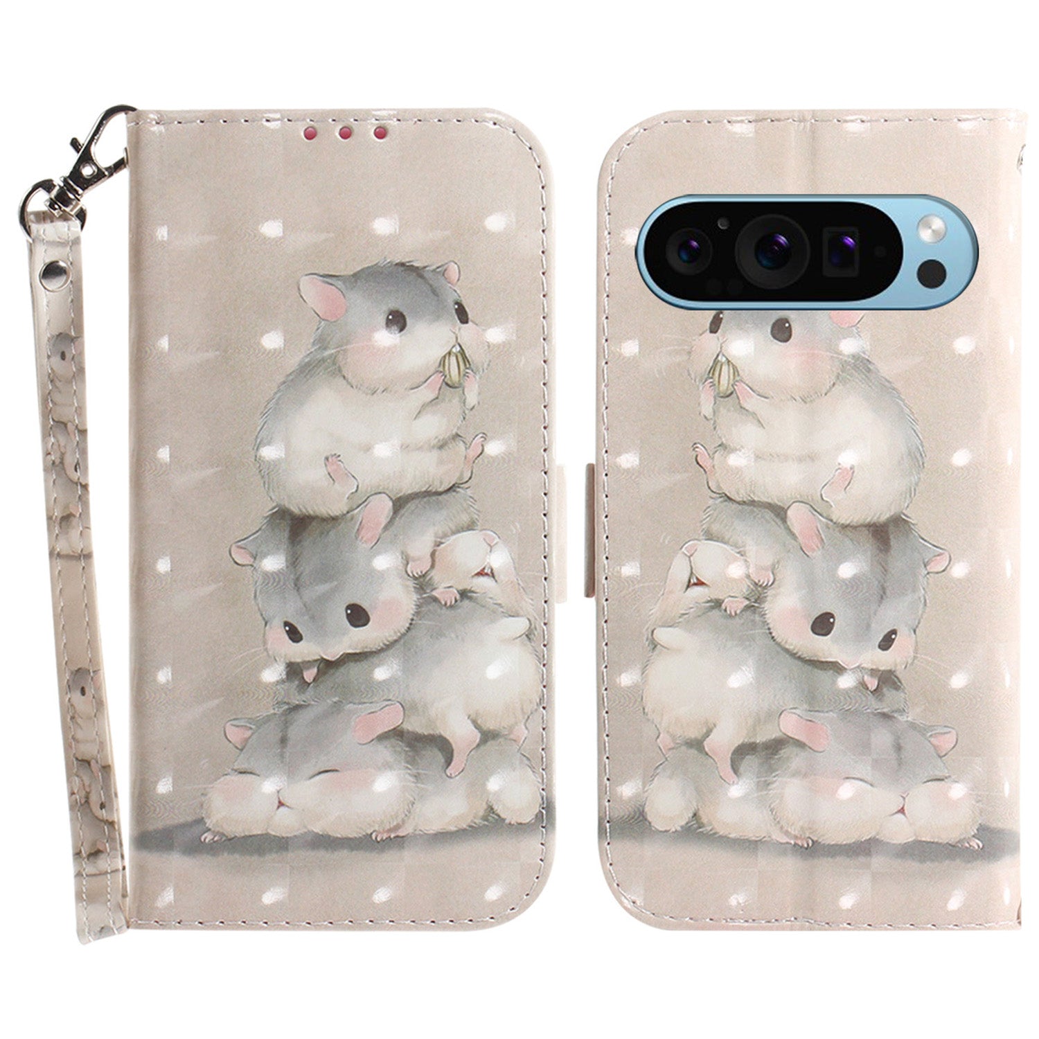 For Google Pixel 9 Pro Phone Case Pattern Printing Leather Flip Cover with Strap