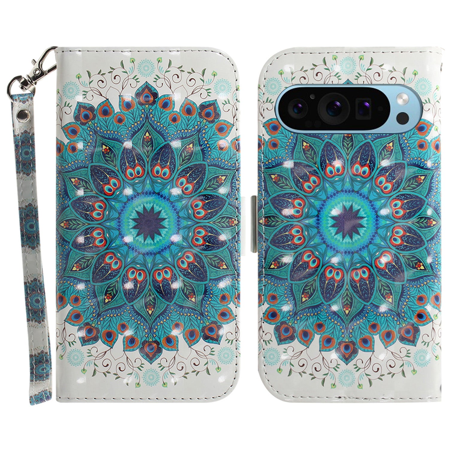 For Google Pixel 9 Pro Phone Case Pattern Printing Leather Flip Cover with Strap