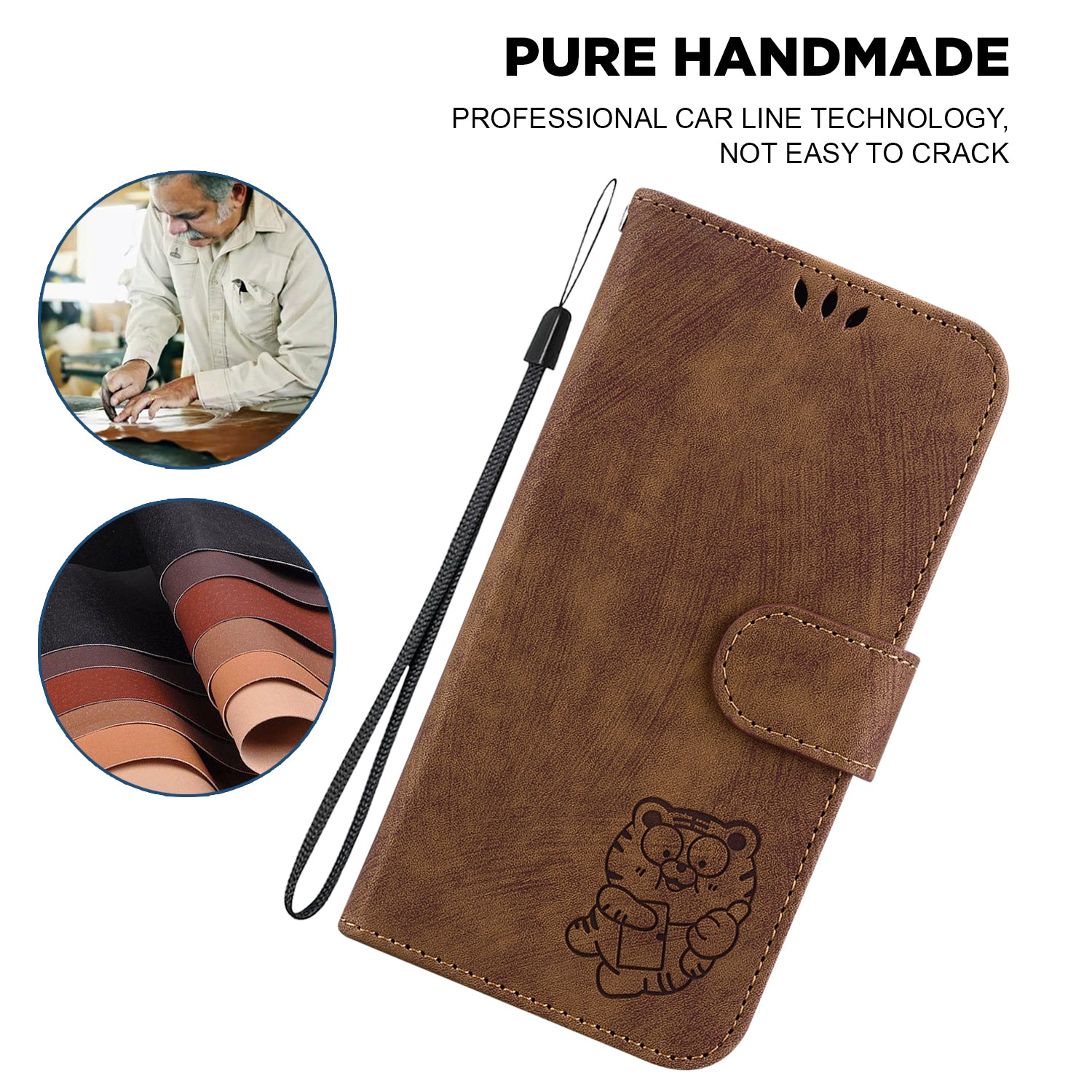 For Google Pixel 9 Pro Case Cute Tiger Imprint Leather Wallet Drop-proof Phone Cover