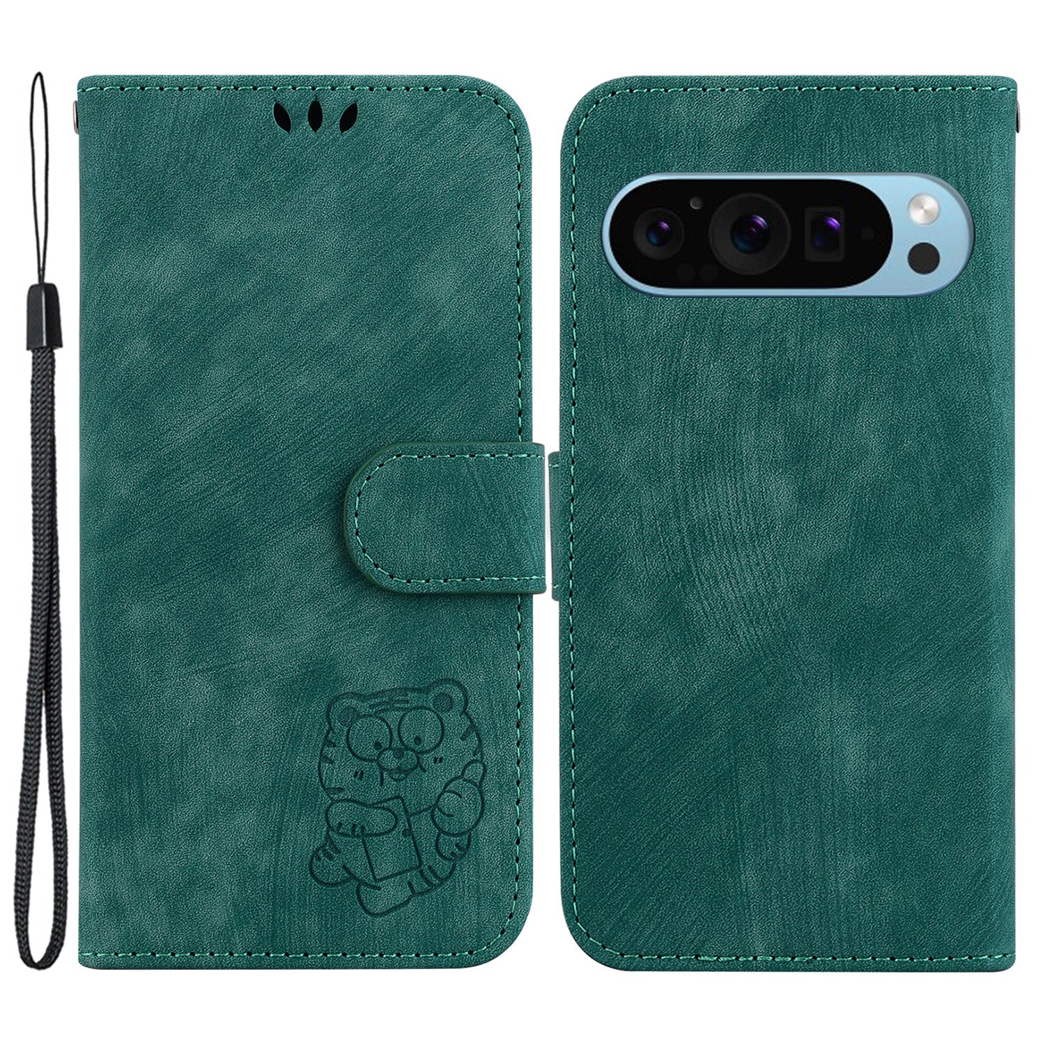 For Google Pixel 9 Pro Case Cute Tiger Imprint Leather Wallet Drop-proof Phone Cover