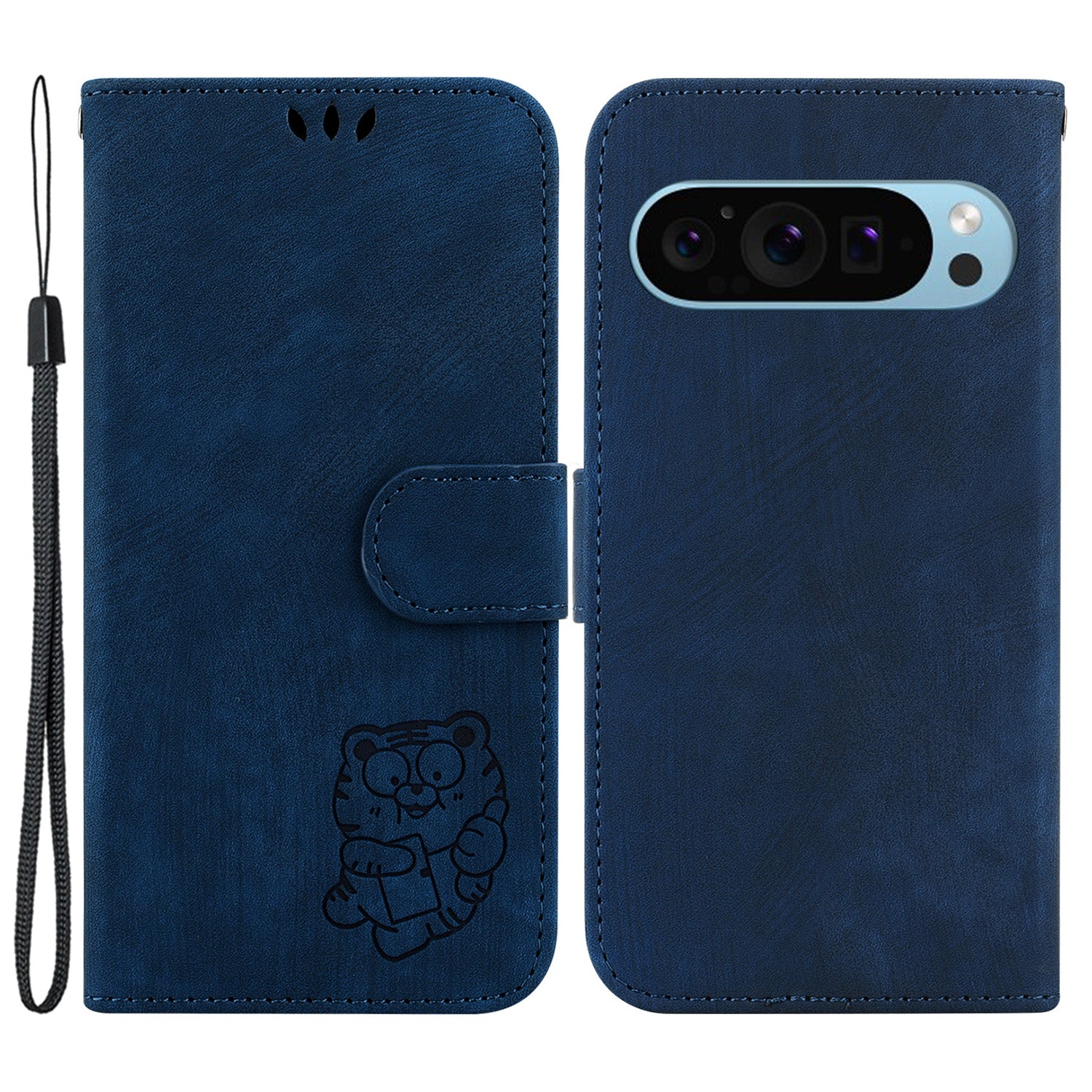For Google Pixel 9 Pro Case Cute Tiger Imprint Leather Wallet Drop-proof Phone Cover