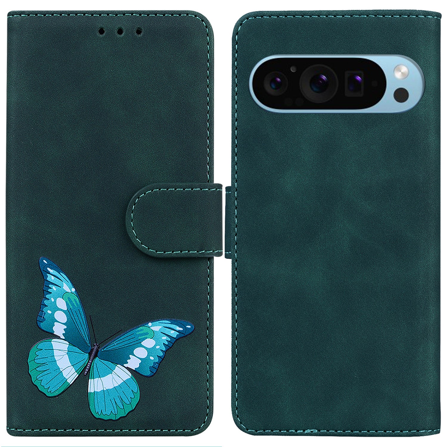 For Google Pixel 9 Pro Case Drop Resistant Butterfly Printing PU Leather Mobile Phone Cover