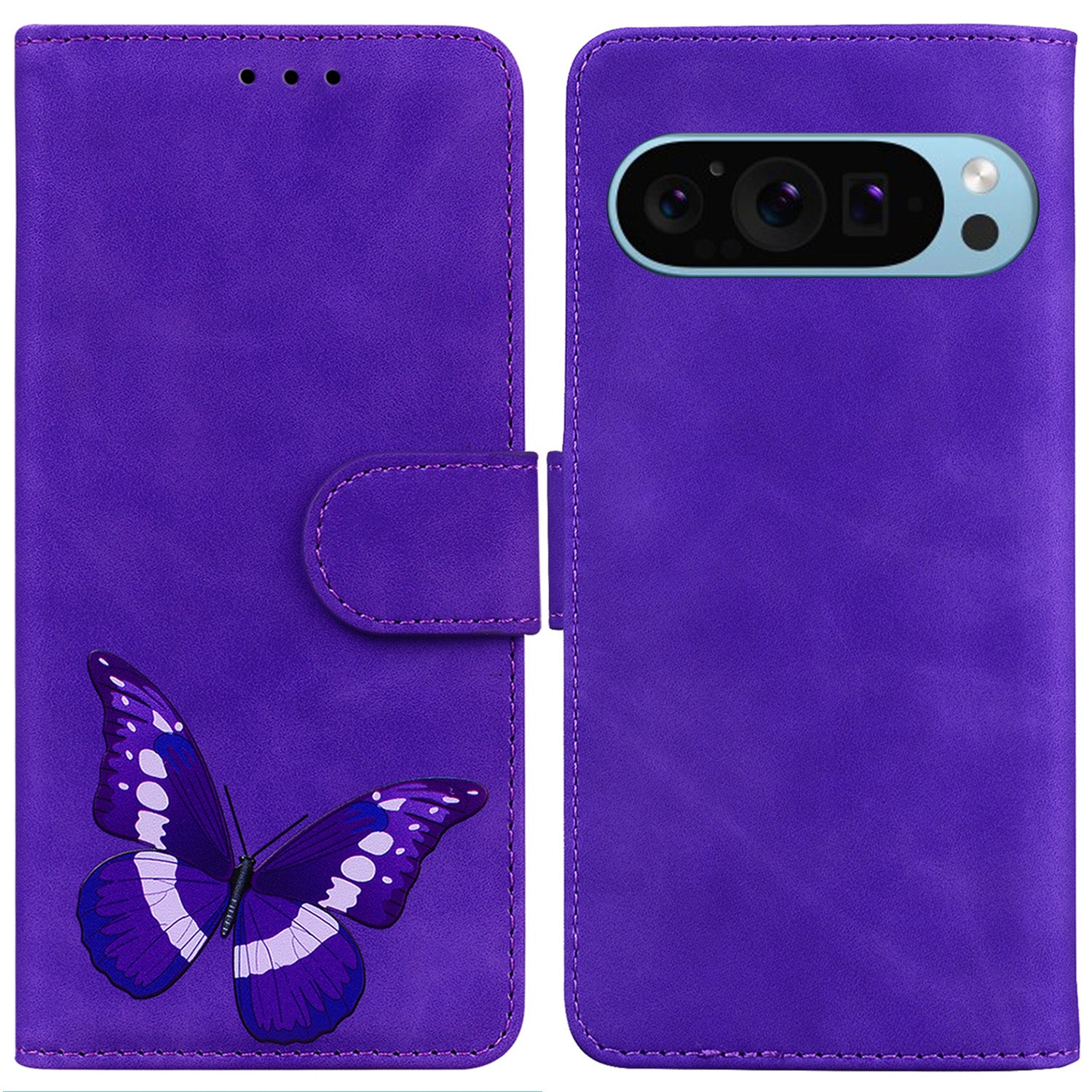 For Google Pixel 9 Pro Case Drop Resistant Butterfly Printing PU Leather Mobile Phone Cover