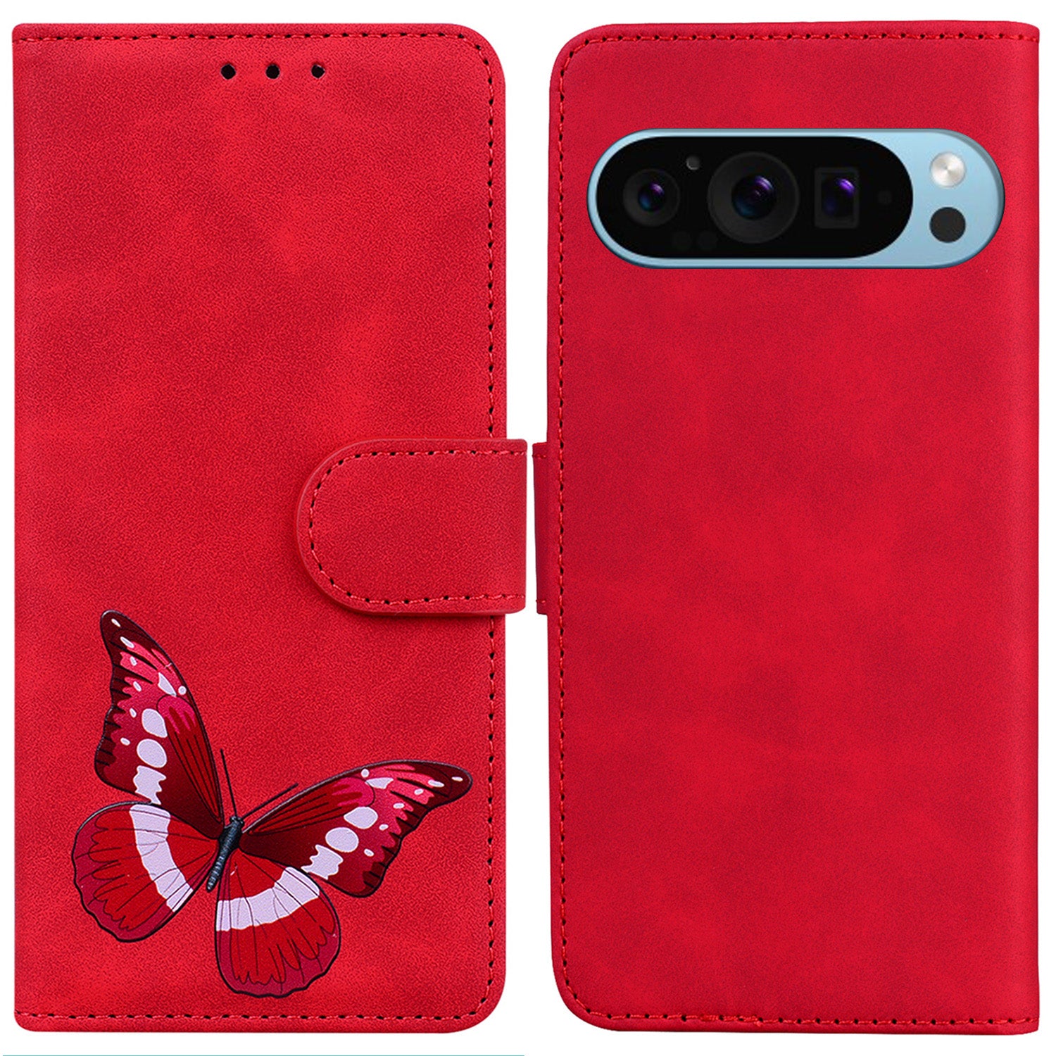 For Google Pixel 9 Pro Case Drop Resistant Butterfly Printing PU Leather Mobile Phone Cover