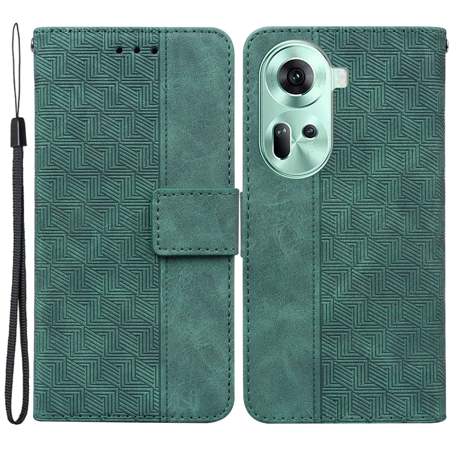For Oppo Reno11 5G (Global) Cell Phone Case Anti-drop Imprinted PU Leather Wallet Cover
