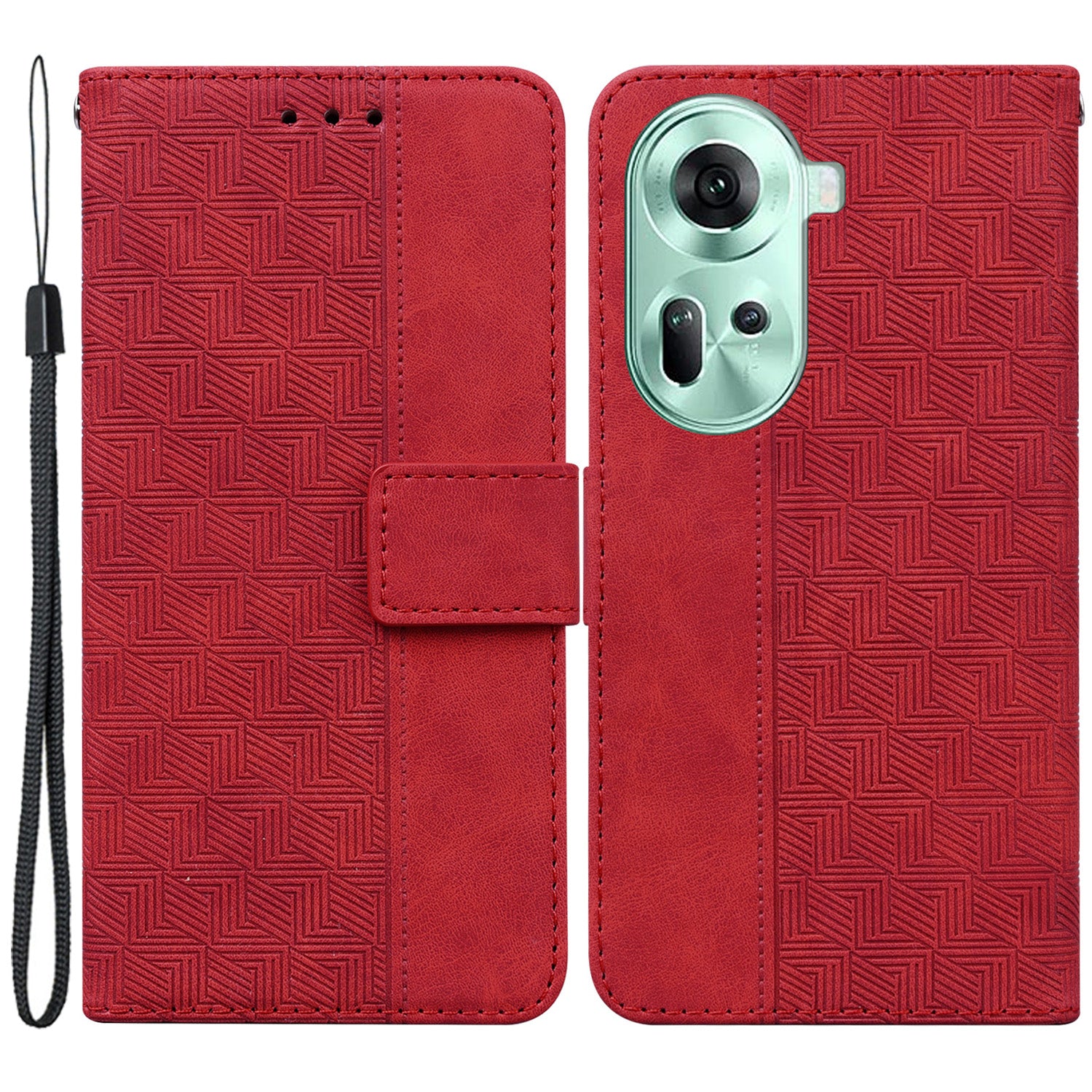 For Oppo Reno11 5G (Global) Cell Phone Case Anti-drop Imprinted PU Leather Wallet Cover