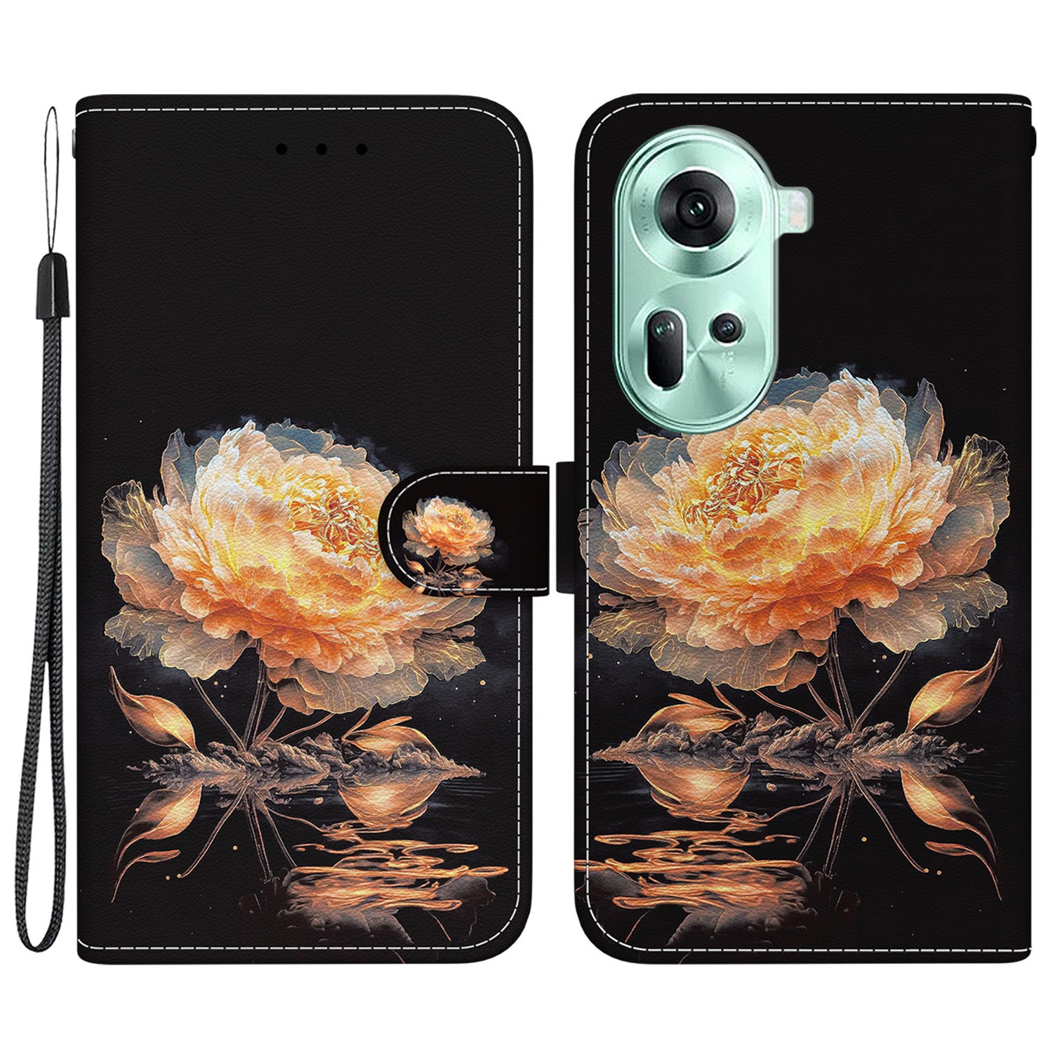 For Oppo Reno11 5G (Global) Case Fall Protection PU Leather Pattern Printing Phone Cover