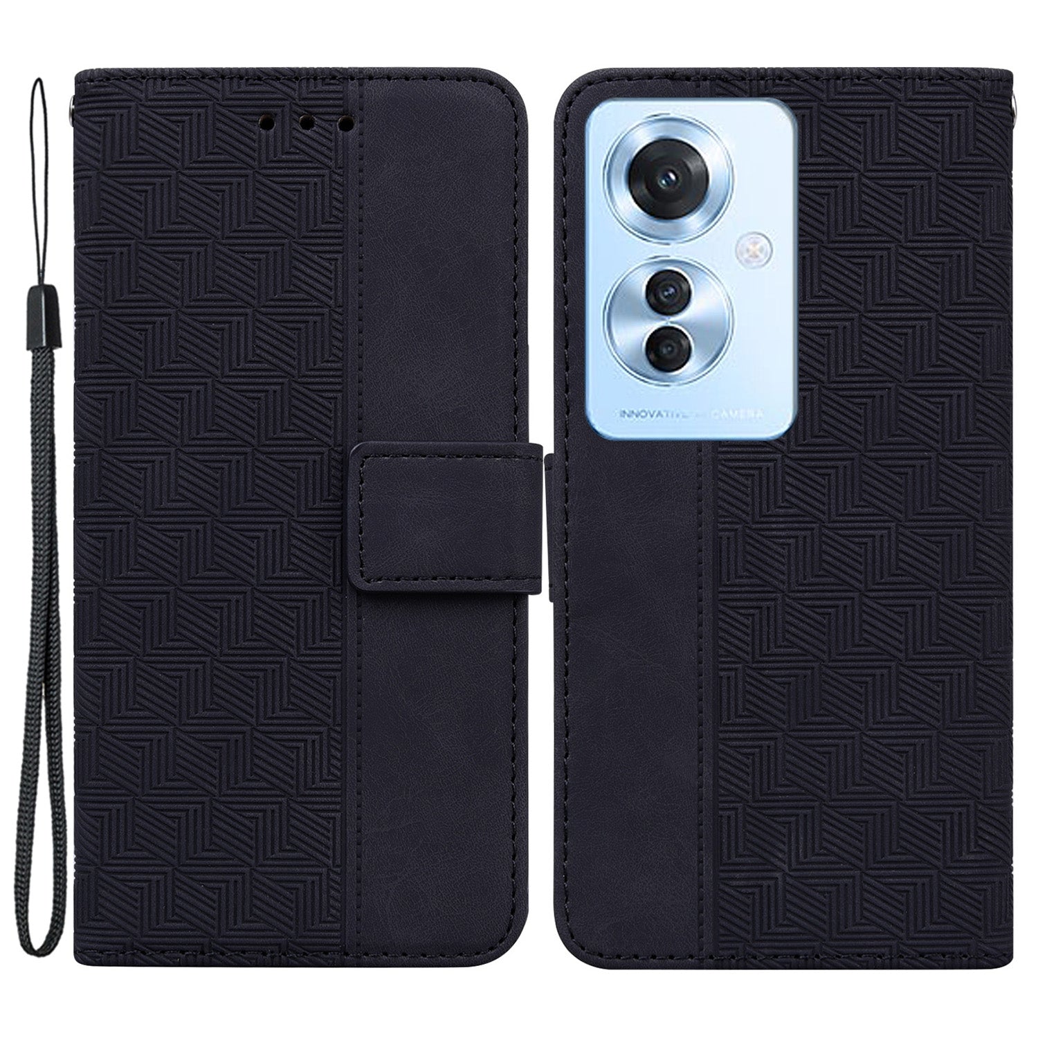 For Oppo Reno11 F 5G / F25 Pro 5G Case Geometry Imprinted Anti-shock Leather Wallet Phone Cover