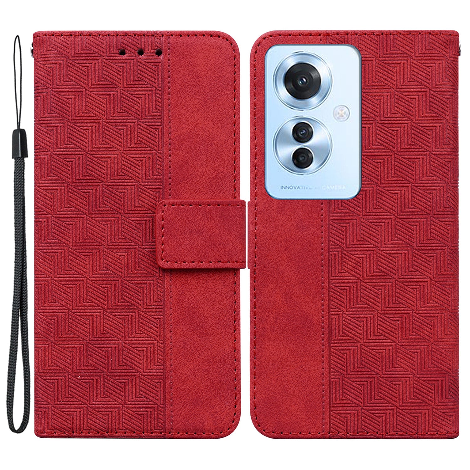 For Oppo Reno11 F 5G / F25 Pro 5G Case Geometry Imprinted Anti-shock Leather Wallet Phone Cover