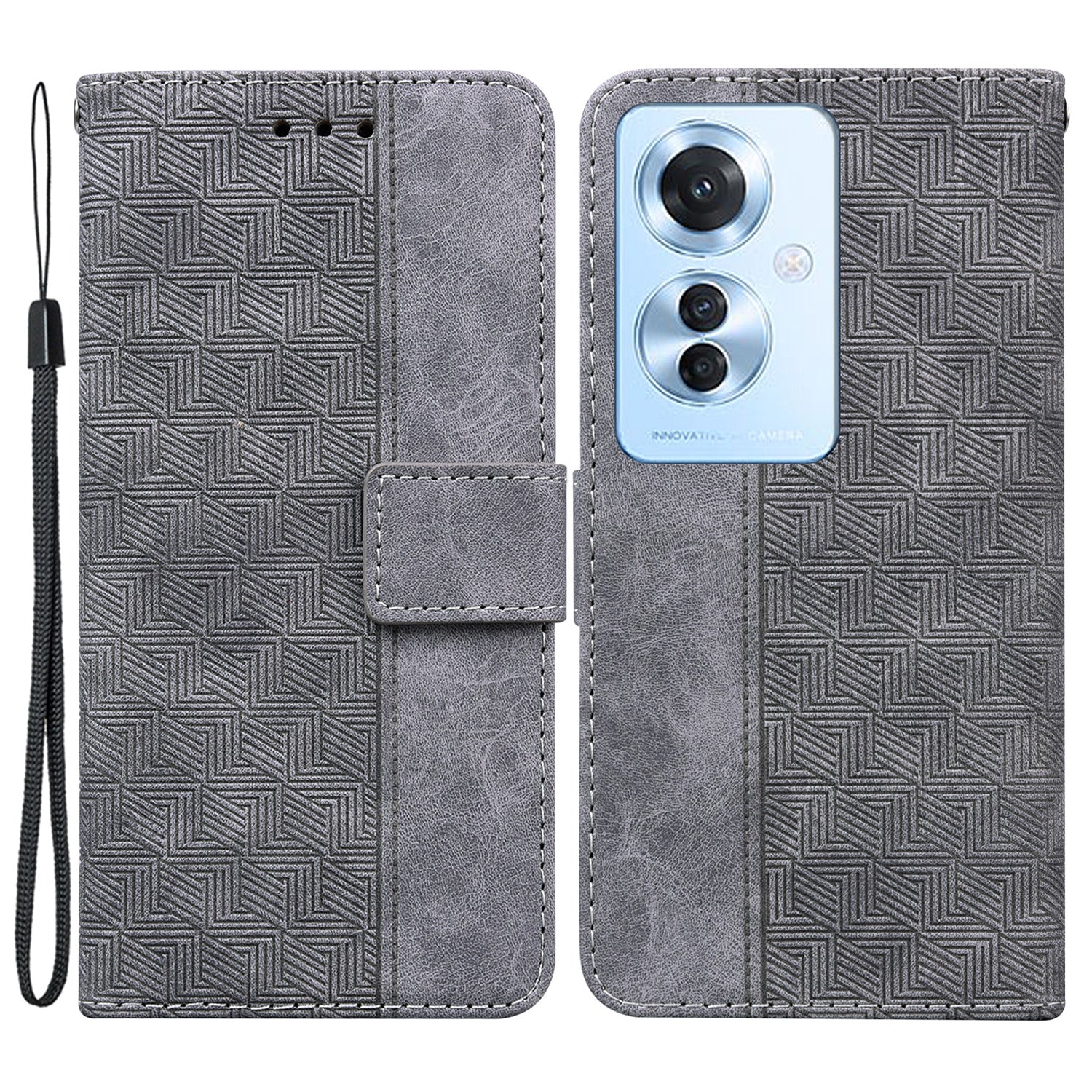 For Oppo Reno11 F 5G / F25 Pro 5G Case Geometry Imprinted Anti-shock Leather Wallet Phone Cover