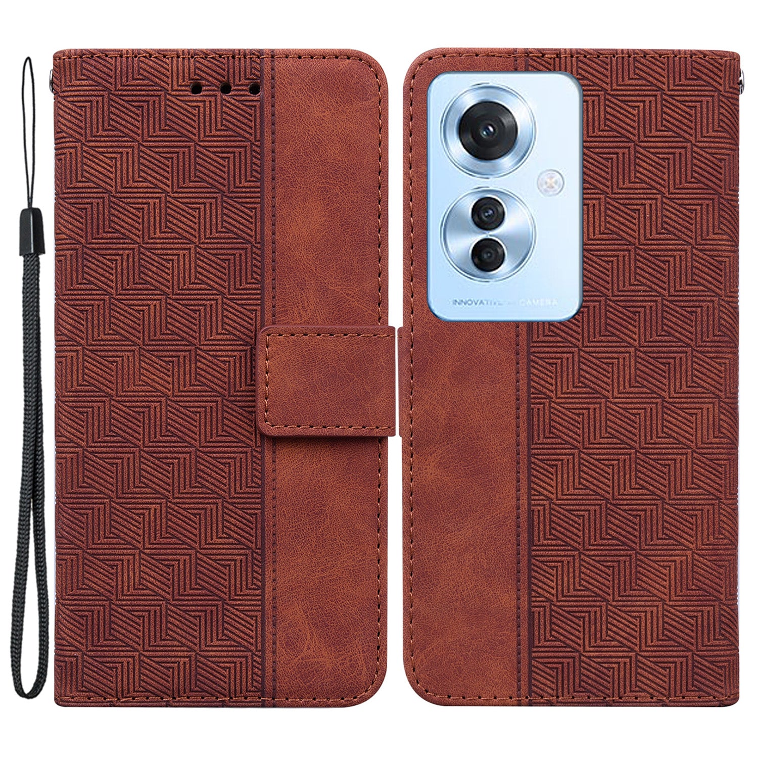 For Oppo Reno11 F 5G / F25 Pro 5G Case Geometry Imprinted Anti-shock Leather Wallet Phone Cover