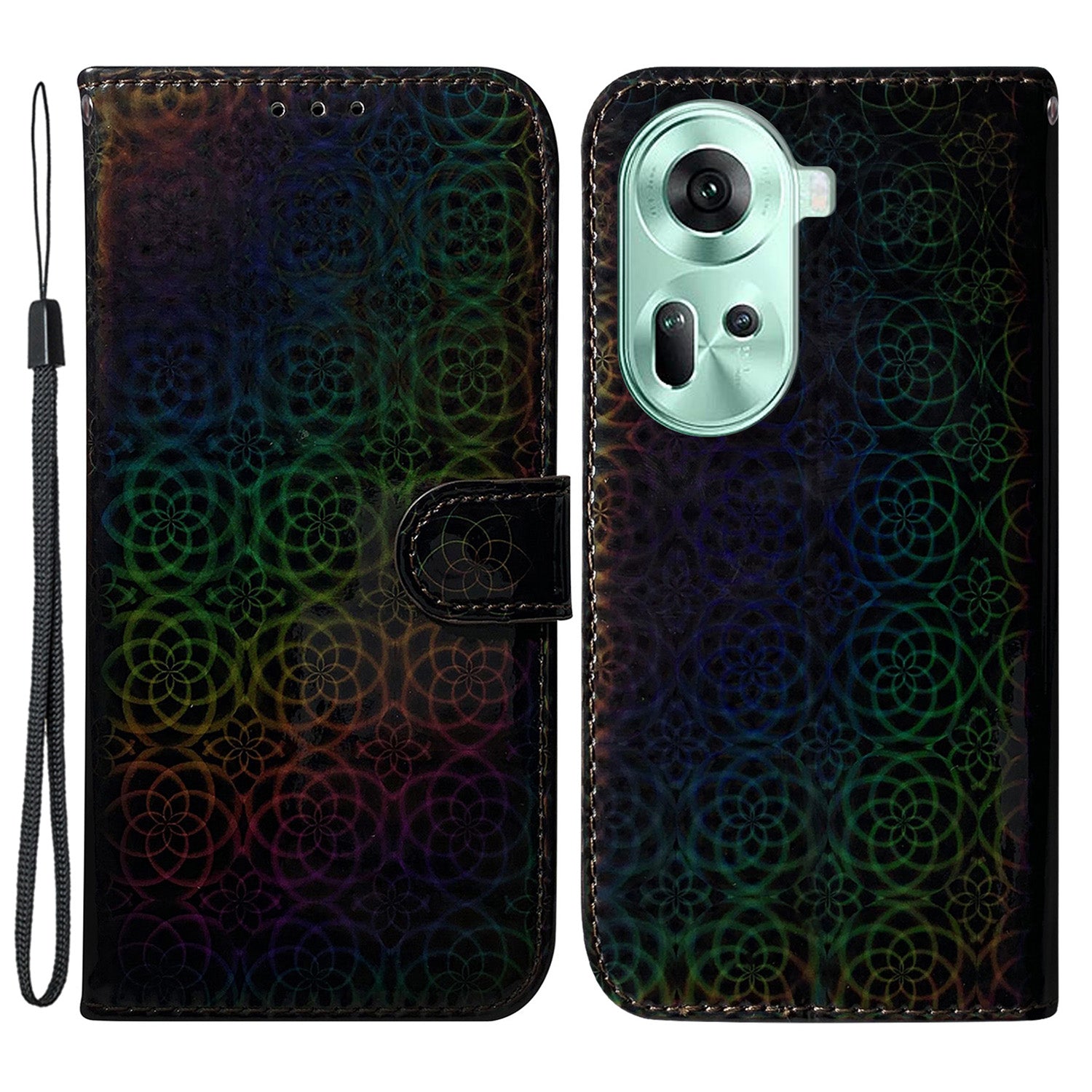 For Oppo Reno11 5G (Global) Phone Case Magnetic Clasp Dazzling Flower Leather Wallet Cover