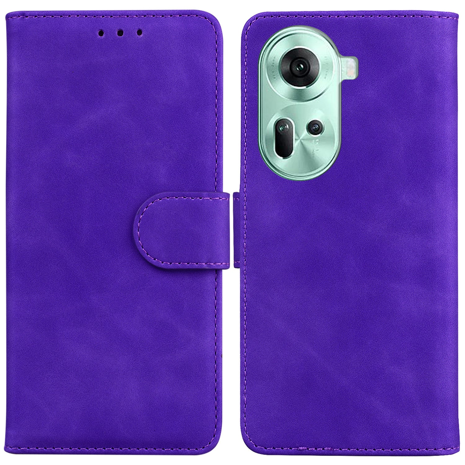 For Oppo Reno11 5G (Global) Cell Phone Cover Shockproof PU Leather+TPU Flip Stand Case