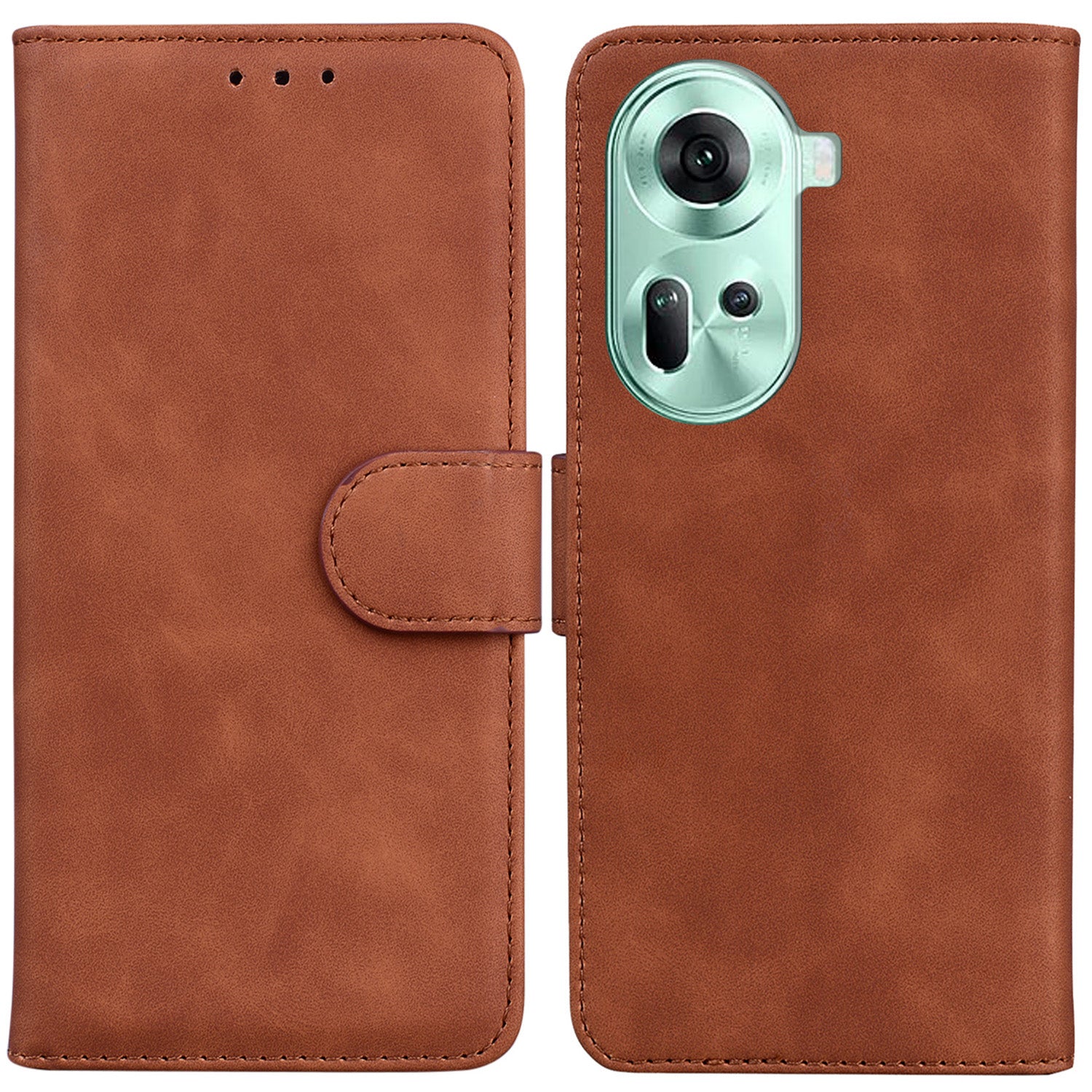 For Oppo Reno11 5G (Global) Cell Phone Cover Shockproof PU Leather+TPU Flip Stand Case