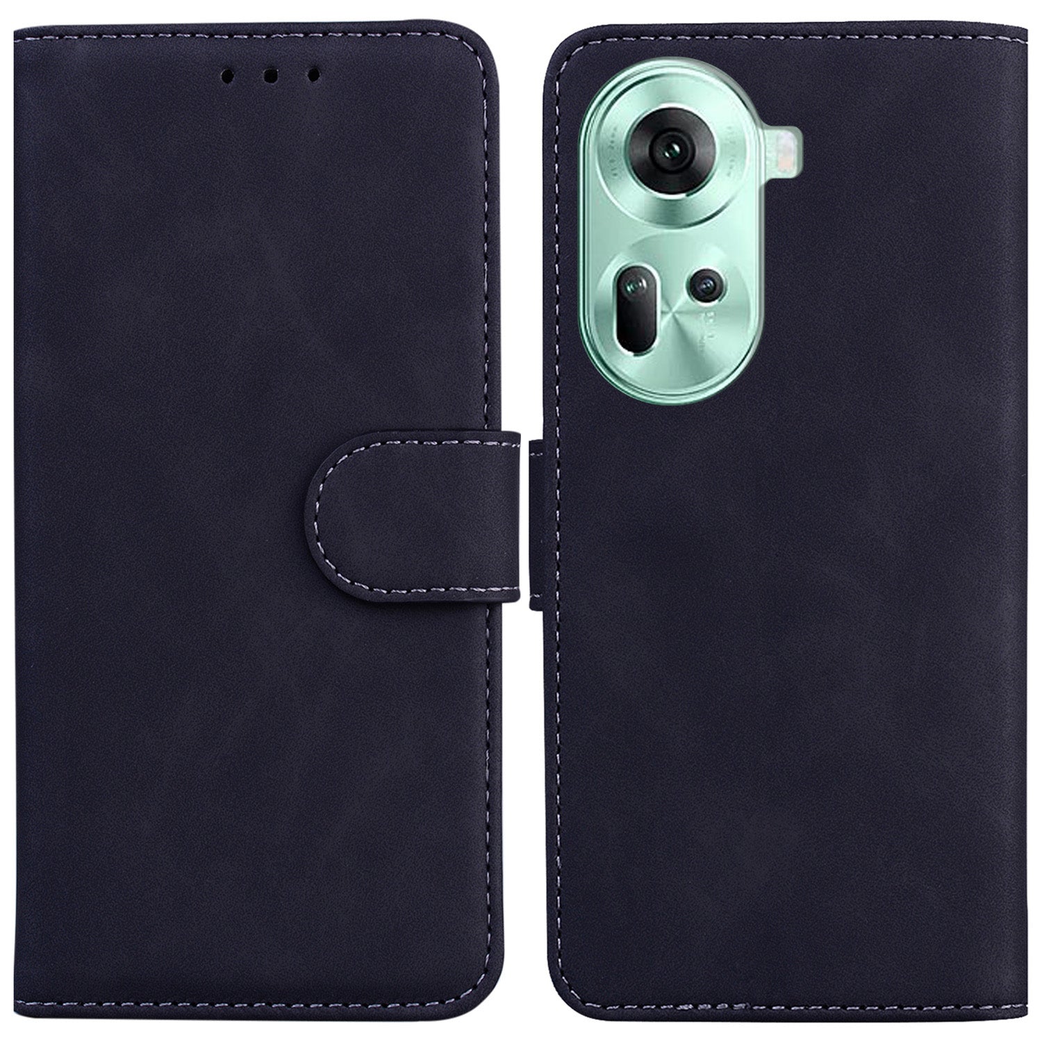 For Oppo Reno11 5G (Global) Cell Phone Cover Shockproof PU Leather+TPU Flip Stand Case
