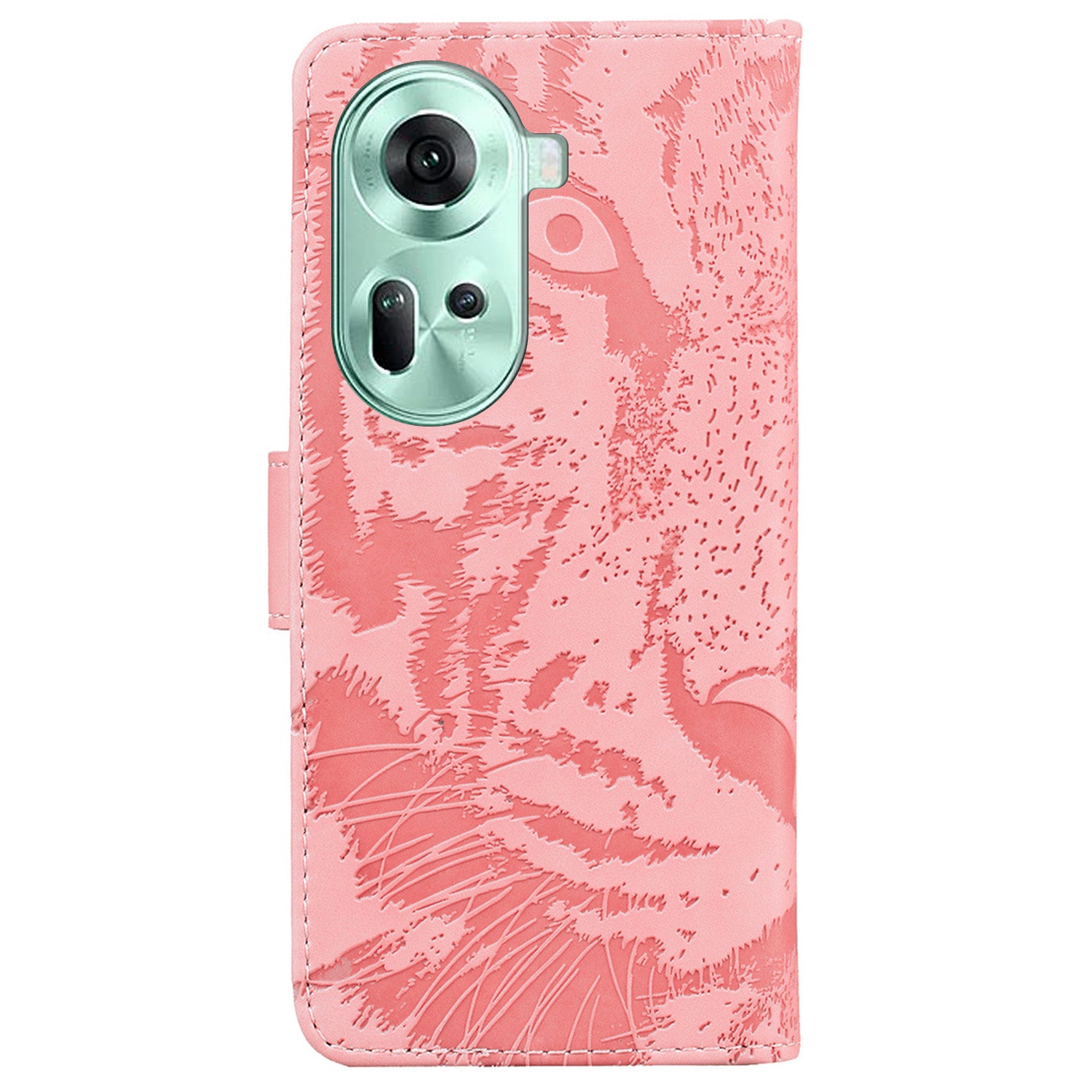 For Oppo Reno11 5G (Global) Case Tiger Imprint Leather Wallet Shockproof Cell Phone Cover