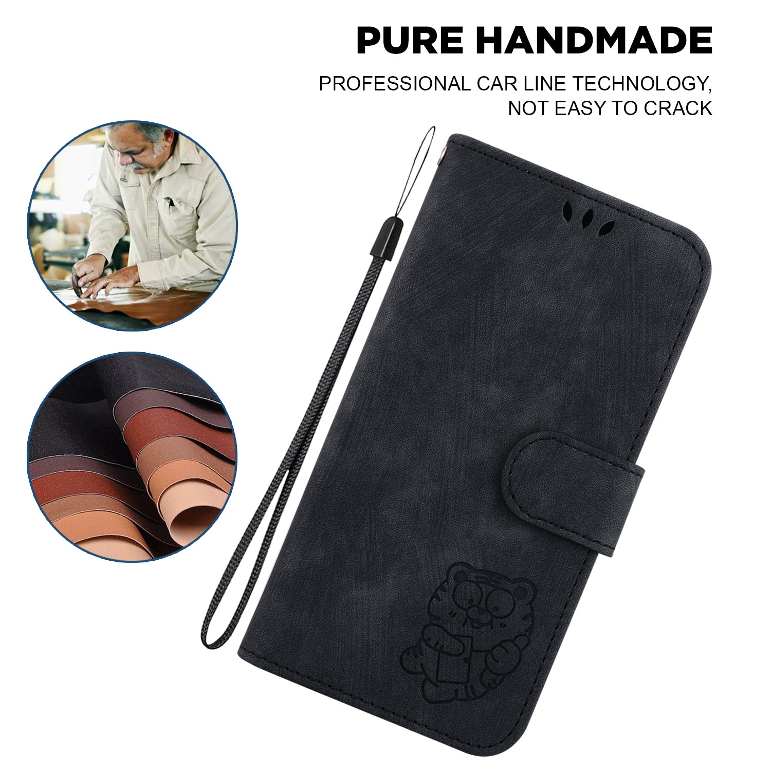For Oppo Reno11 5G (Global) Cell Phone Case Tiger Imprinted Drop Protection PU Leather Stand Cover