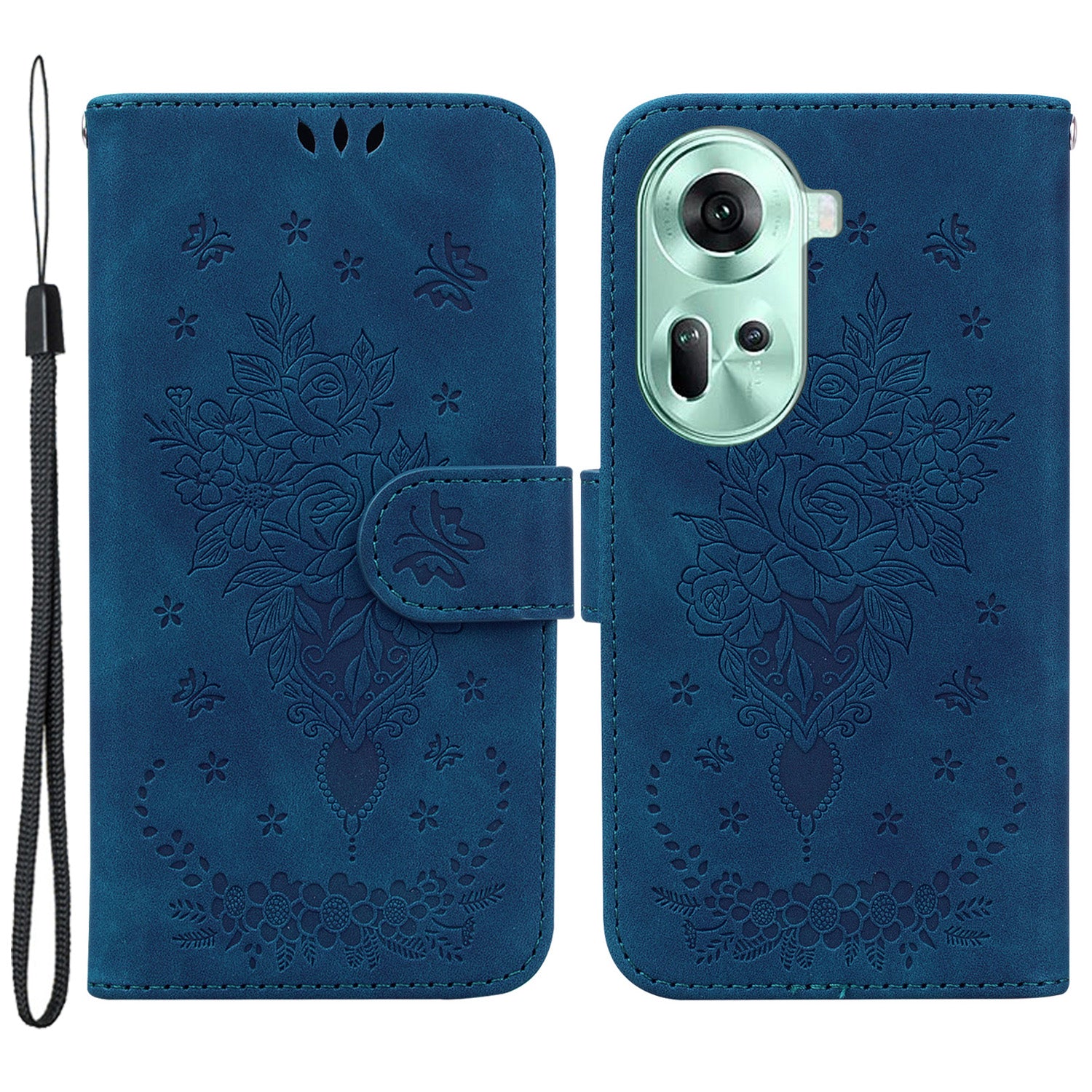 For Oppo Reno11 5G (Global) Case Wallet Design Flower Pattern PU Leather Phone Cover