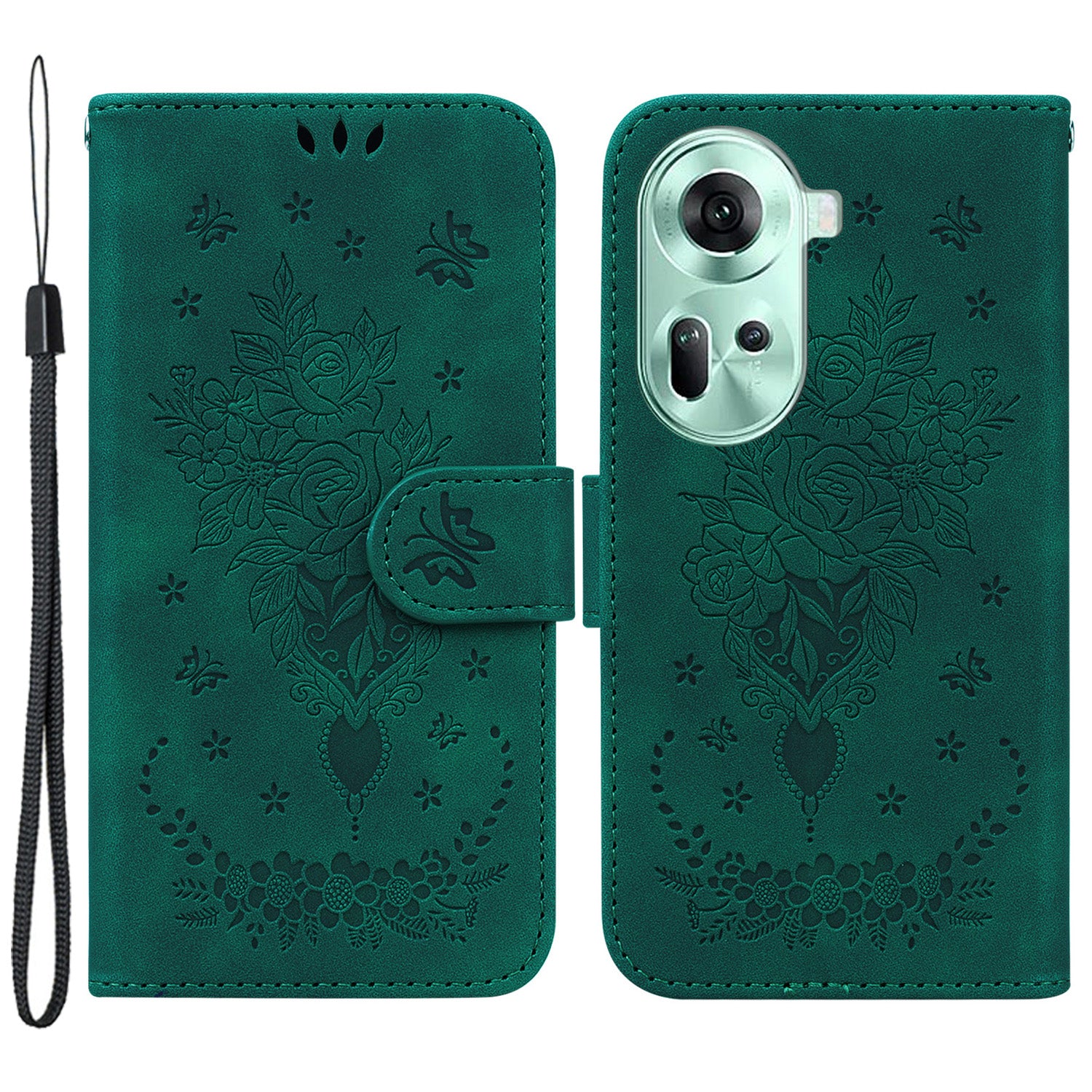 For Oppo Reno11 5G (Global) Case Wallet Design Flower Pattern PU Leather Phone Cover