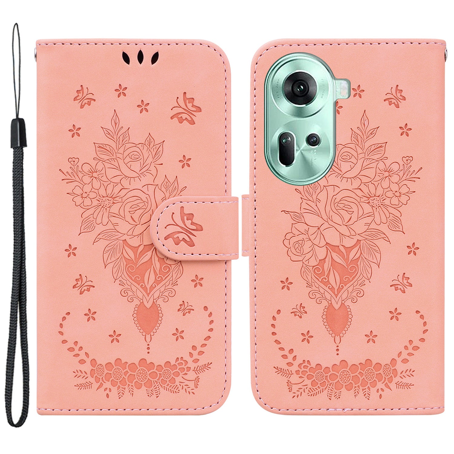 For Oppo Reno11 5G (Global) Case Wallet Design Flower Pattern PU Leather Phone Cover