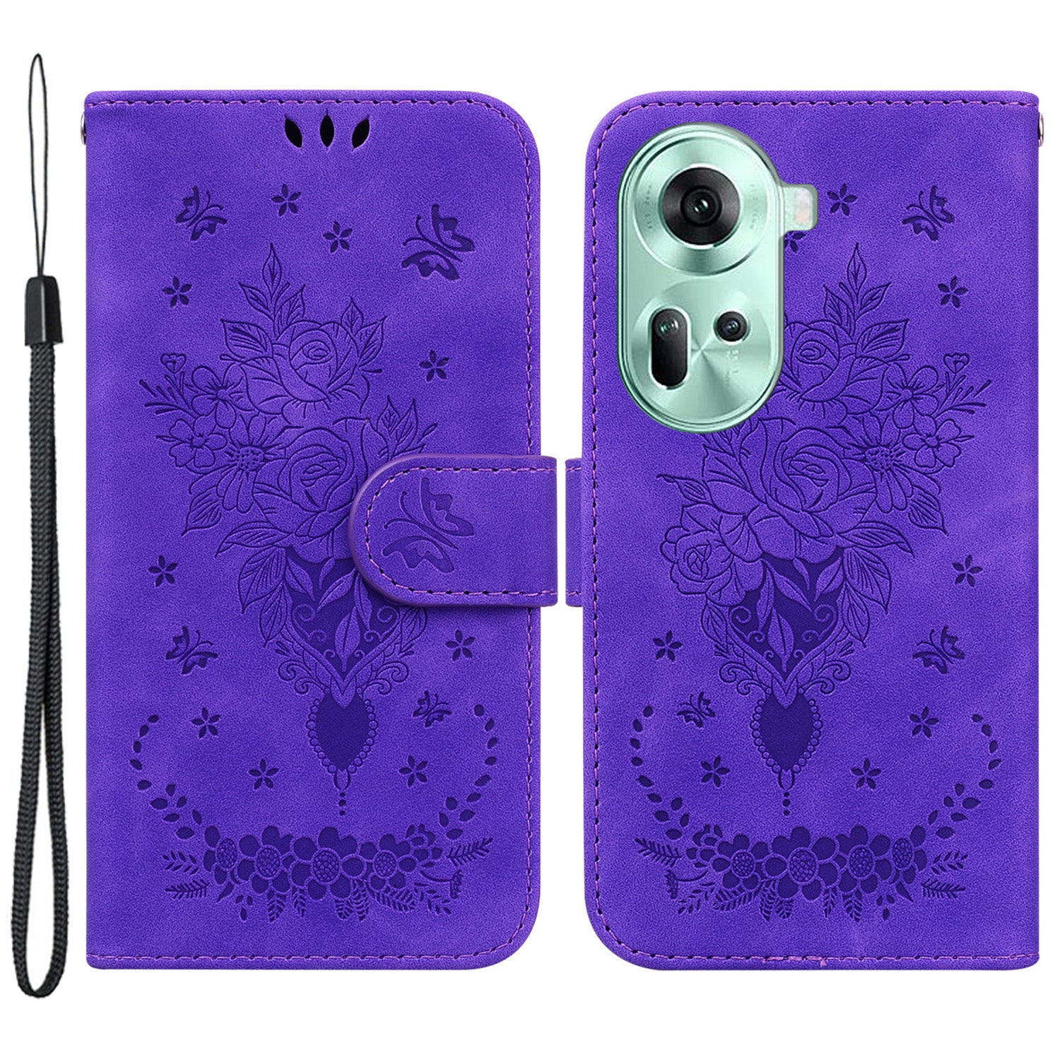 For Oppo Reno11 5G (Global) Case Wallet Design Flower Pattern PU Leather Phone Cover