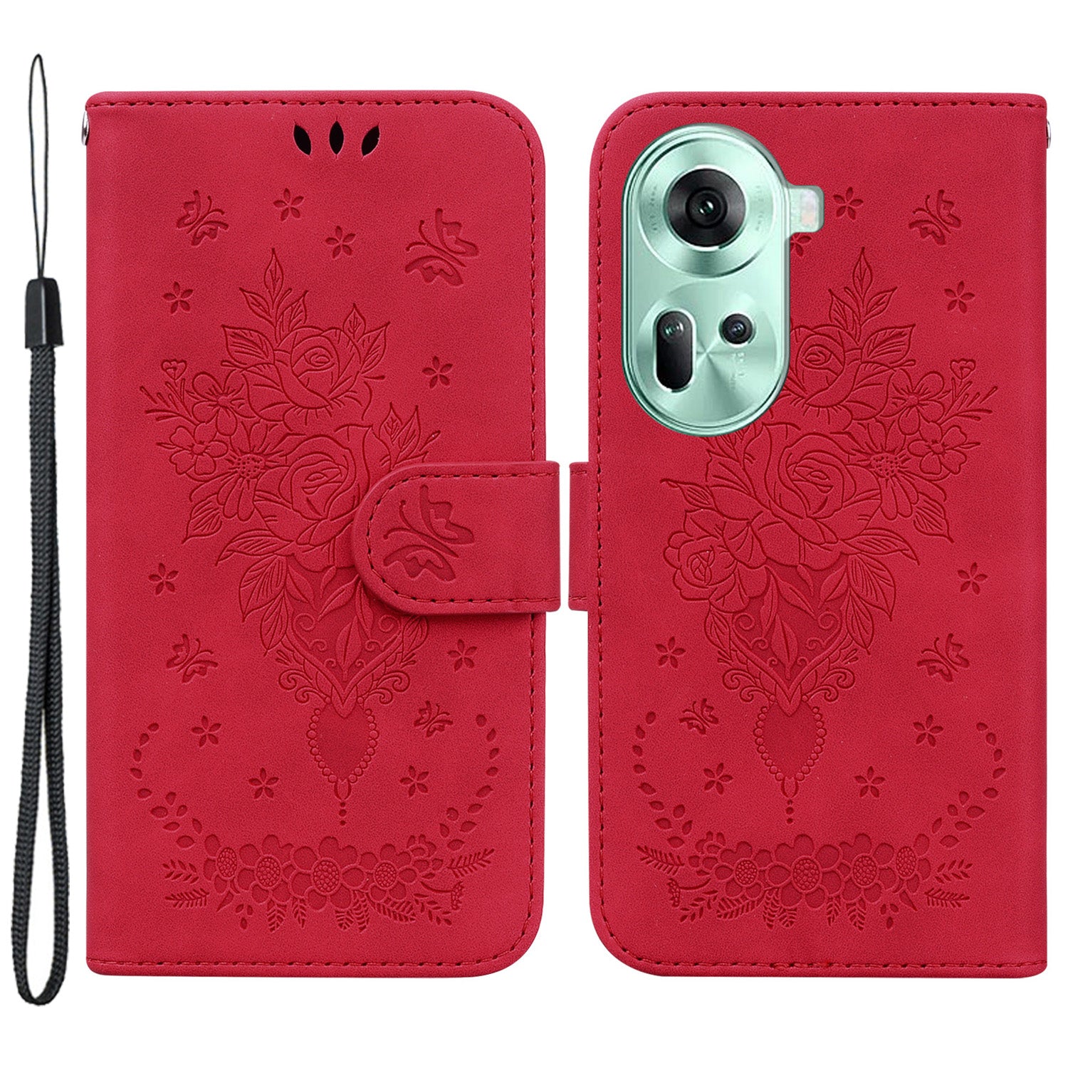 For Oppo Reno11 5G (Global) Case Wallet Design Flower Pattern PU Leather Phone Cover