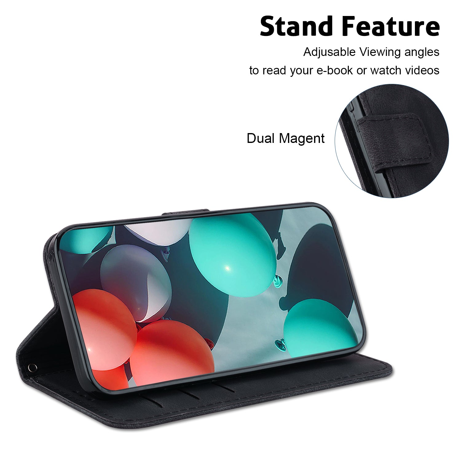For Oppo Reno11 5G (Global) Cell Phone Case 7-Shape Imprinted Shockproof Leather Wallet Cover