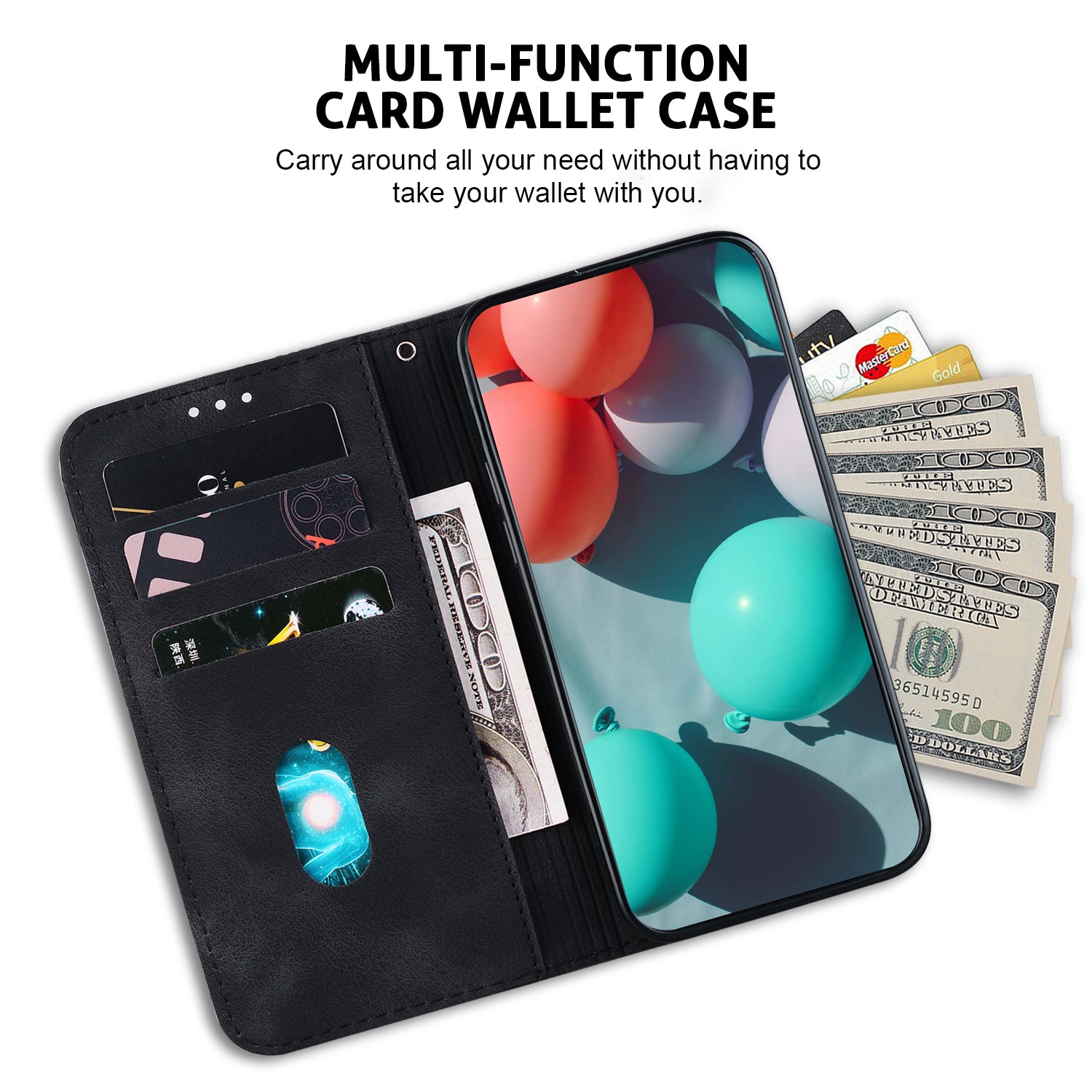 For Oppo Reno11 5G (Global) Cell Phone Case 7-Shape Imprinted Shockproof Leather Wallet Cover