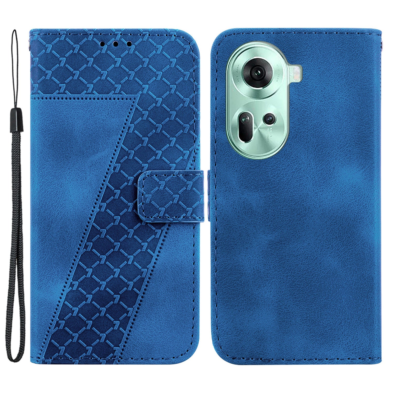 For Oppo Reno11 5G (Global) Cell Phone Case 7-Shape Imprinted Shockproof Leather Wallet Cover