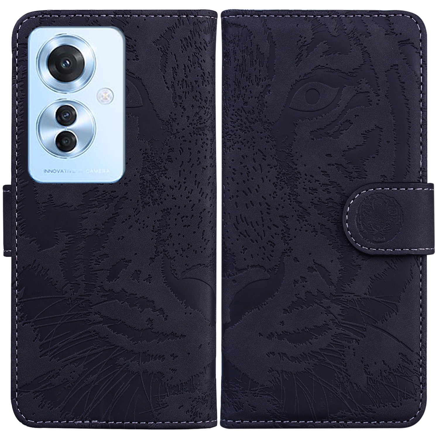 For Oppo Reno11 F 5G / F25 Pro 5G Cell Phone Case Tiger Imprint PU Leather Protection Cover